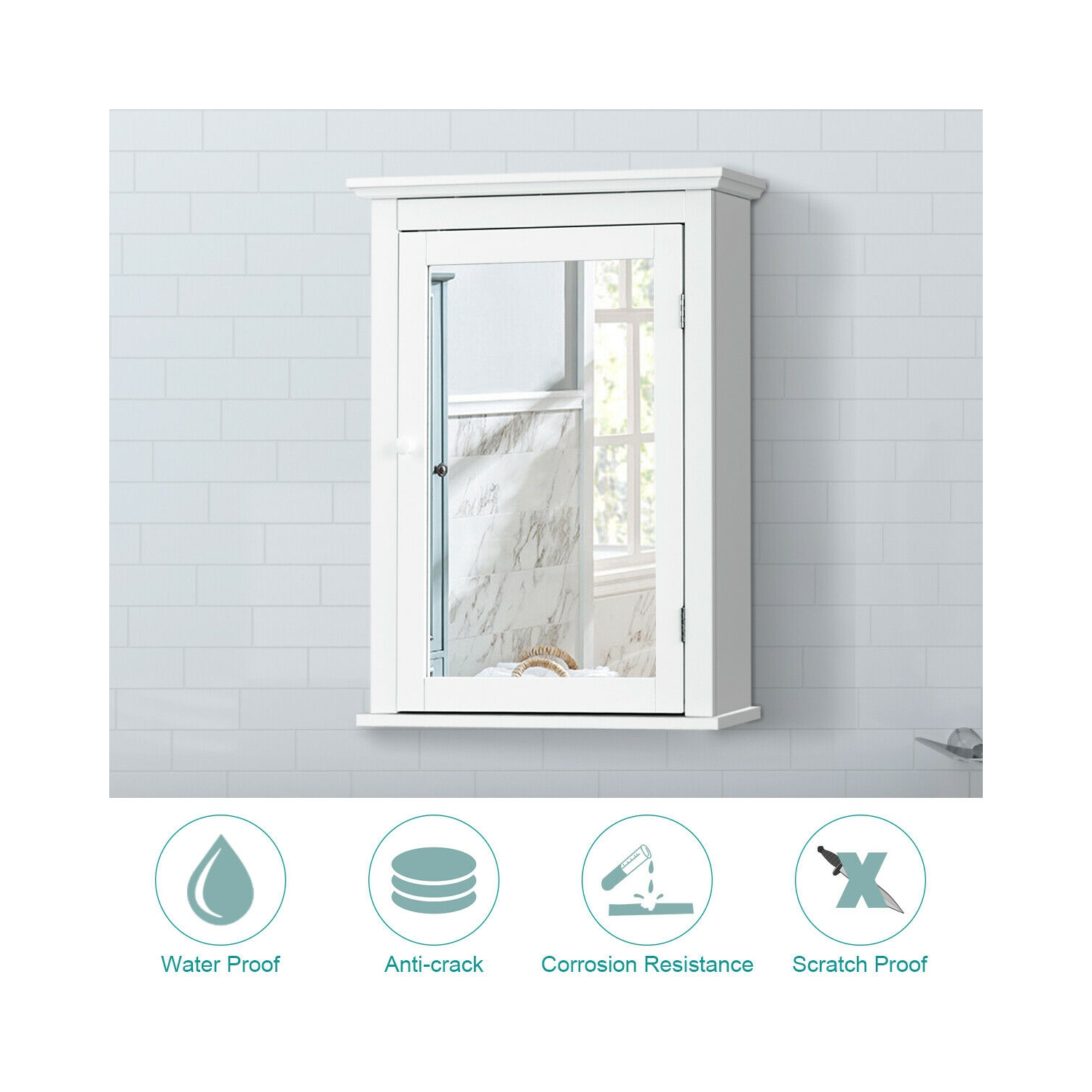 Armoire de toilette à miroir Etagère réglable murale Gymax