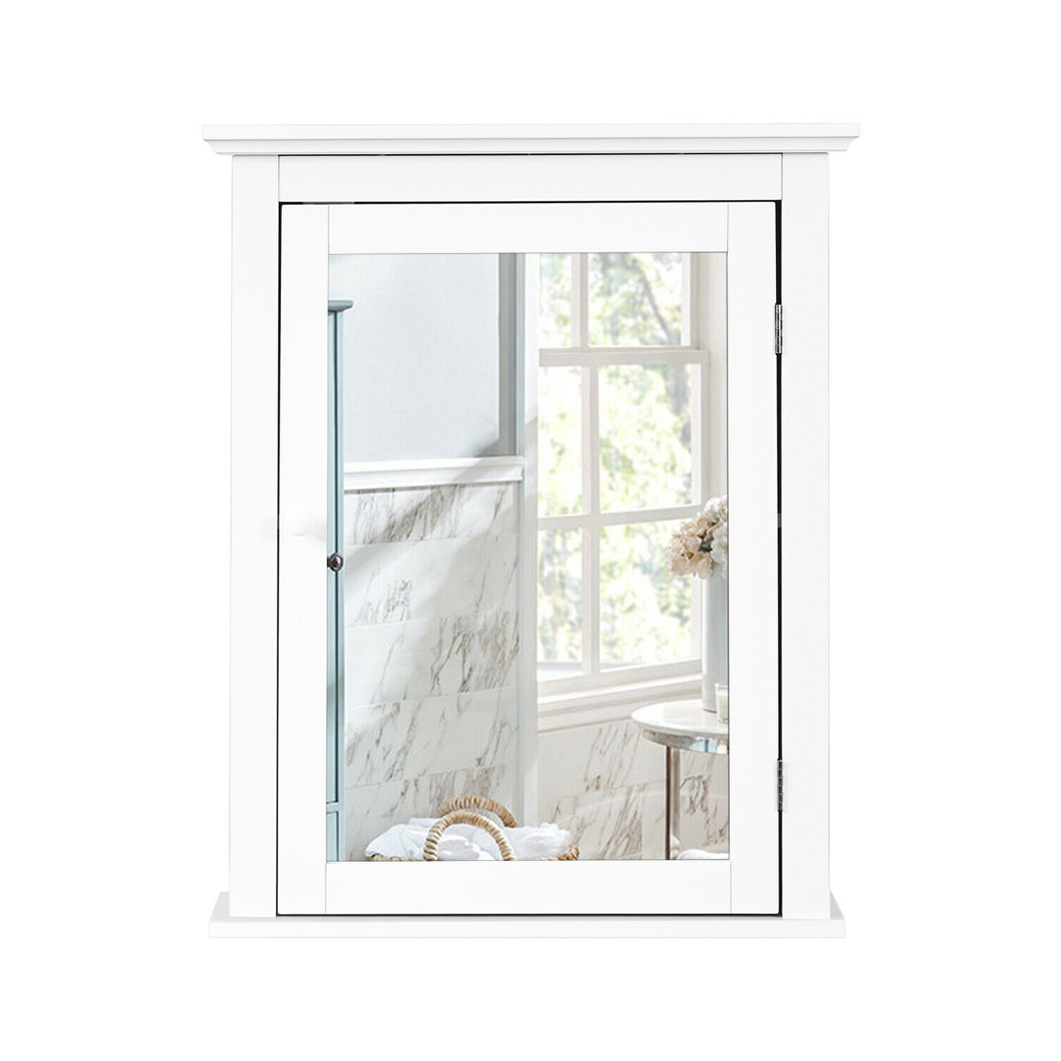 Armoire de toilette à miroir Etagère réglable murale Gymax