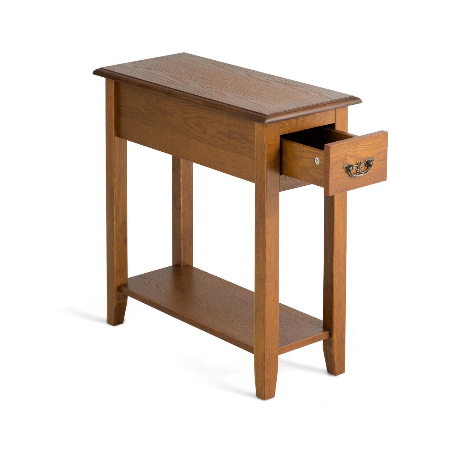 Gymax Set of 2 End Table Bedside Sofa End Table Narrow Nightstand