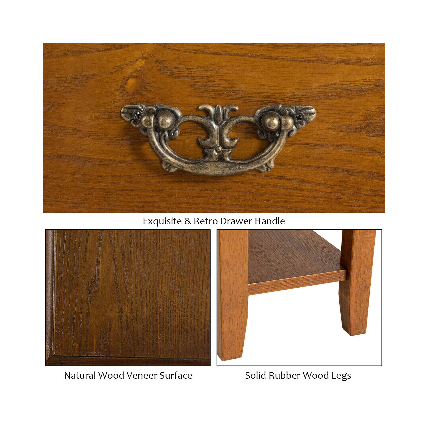 Gymax End Table Bedside Sofa End Table Narrow Nightstand w/Drawer