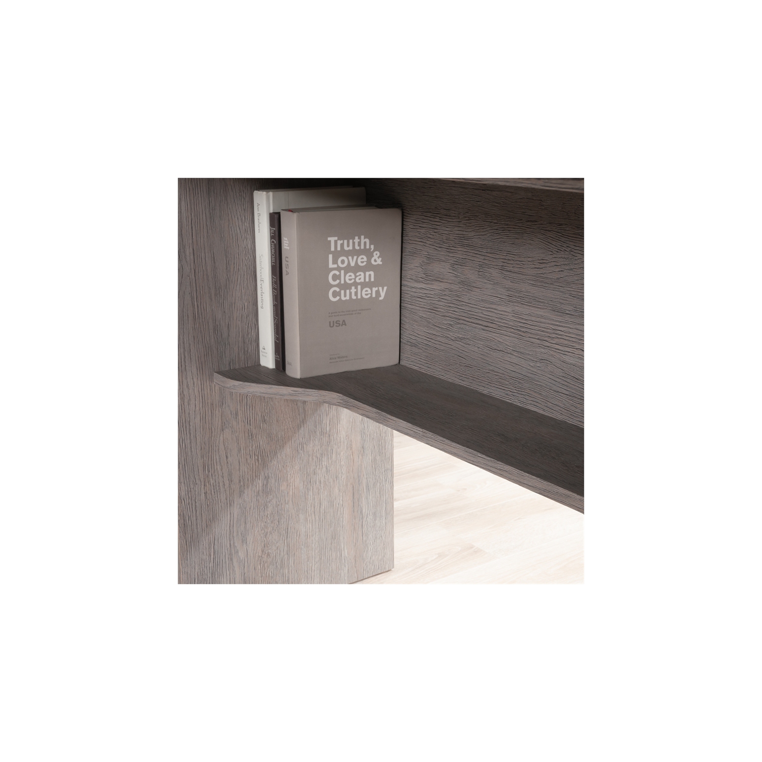 Sauder – Bureau en L en bois d’ingénierie East Rock, fini chêne cendré