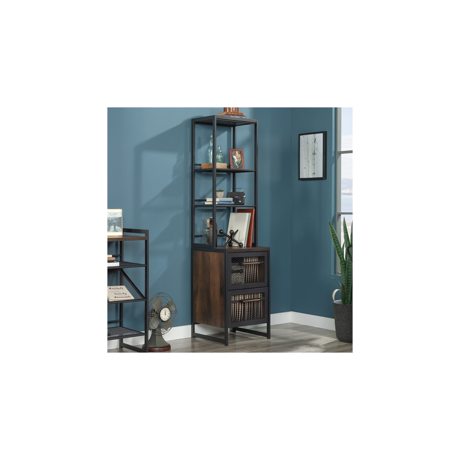 Sauder Briarbrook Engineered Wood/Metal File Tower in Barrel Oak