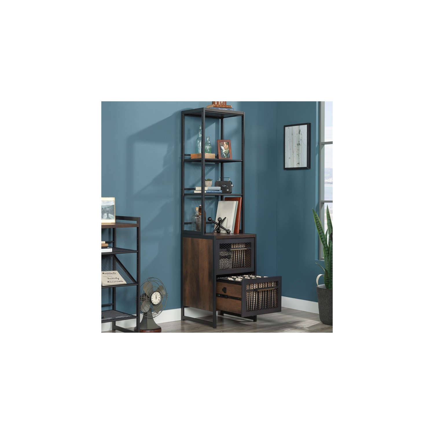 Sauder Briarbrook Engineered Wood/Metal File Tower in Barrel Oak