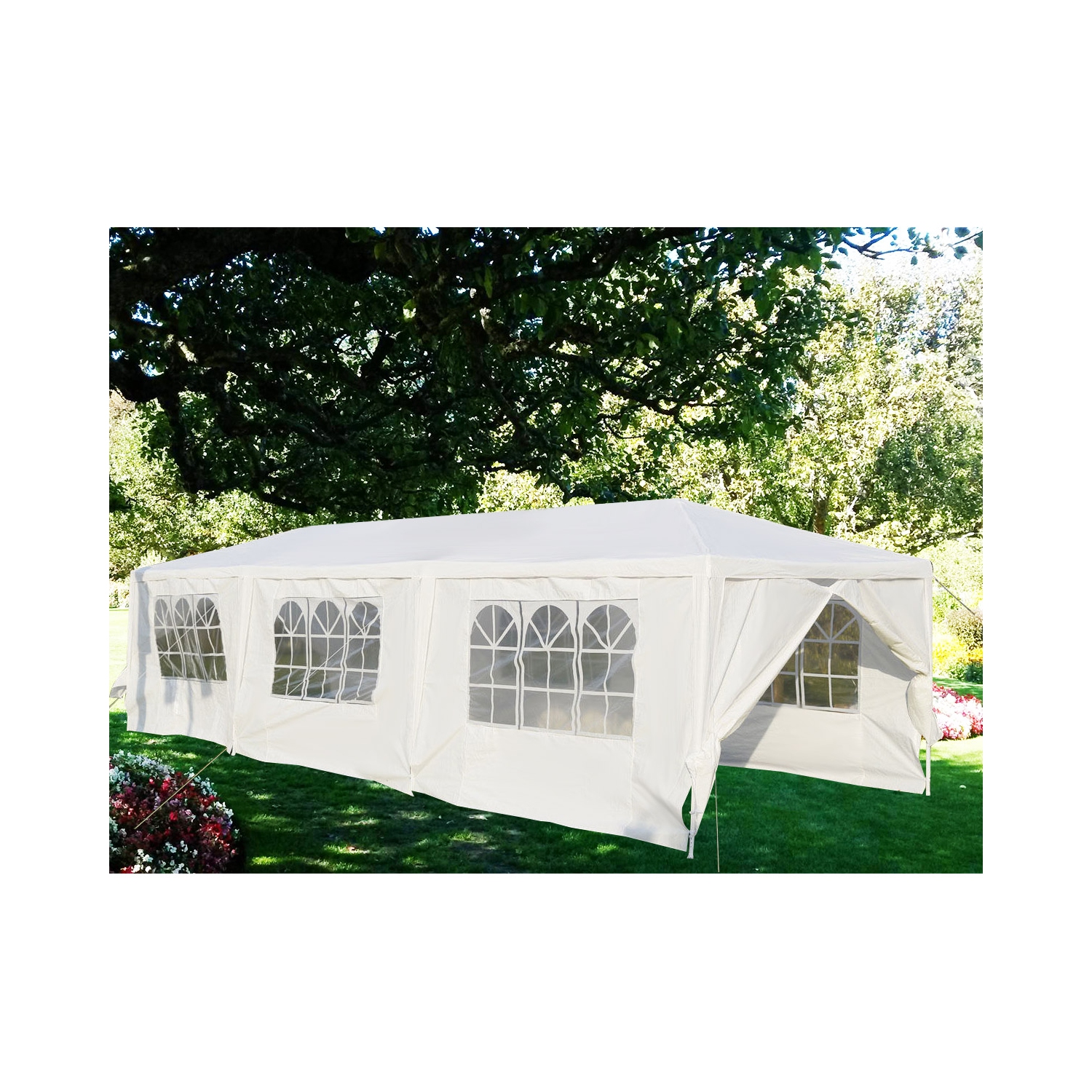 Gymax White Wedding Tent 10'x30'Outdoor Party Canopy Events