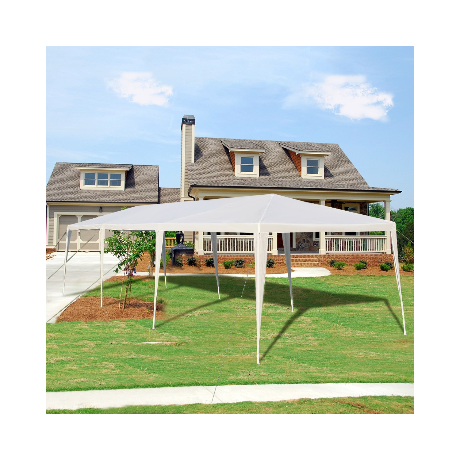 Gymax White Wedding Tent 10'x30'Outdoor Party Canopy Events