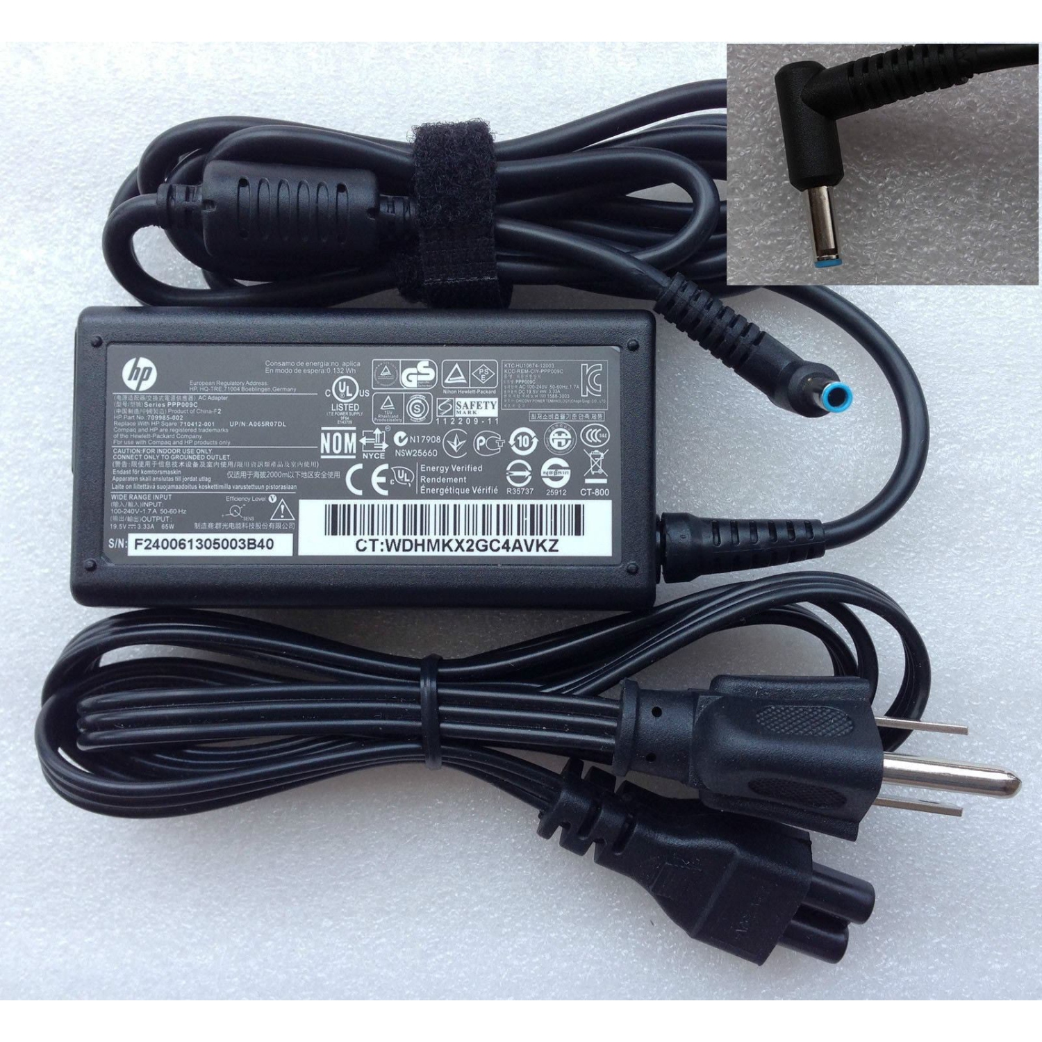 CHARGEUR HP EMBOUT BLEU 19.5V, 3.33A, 65W