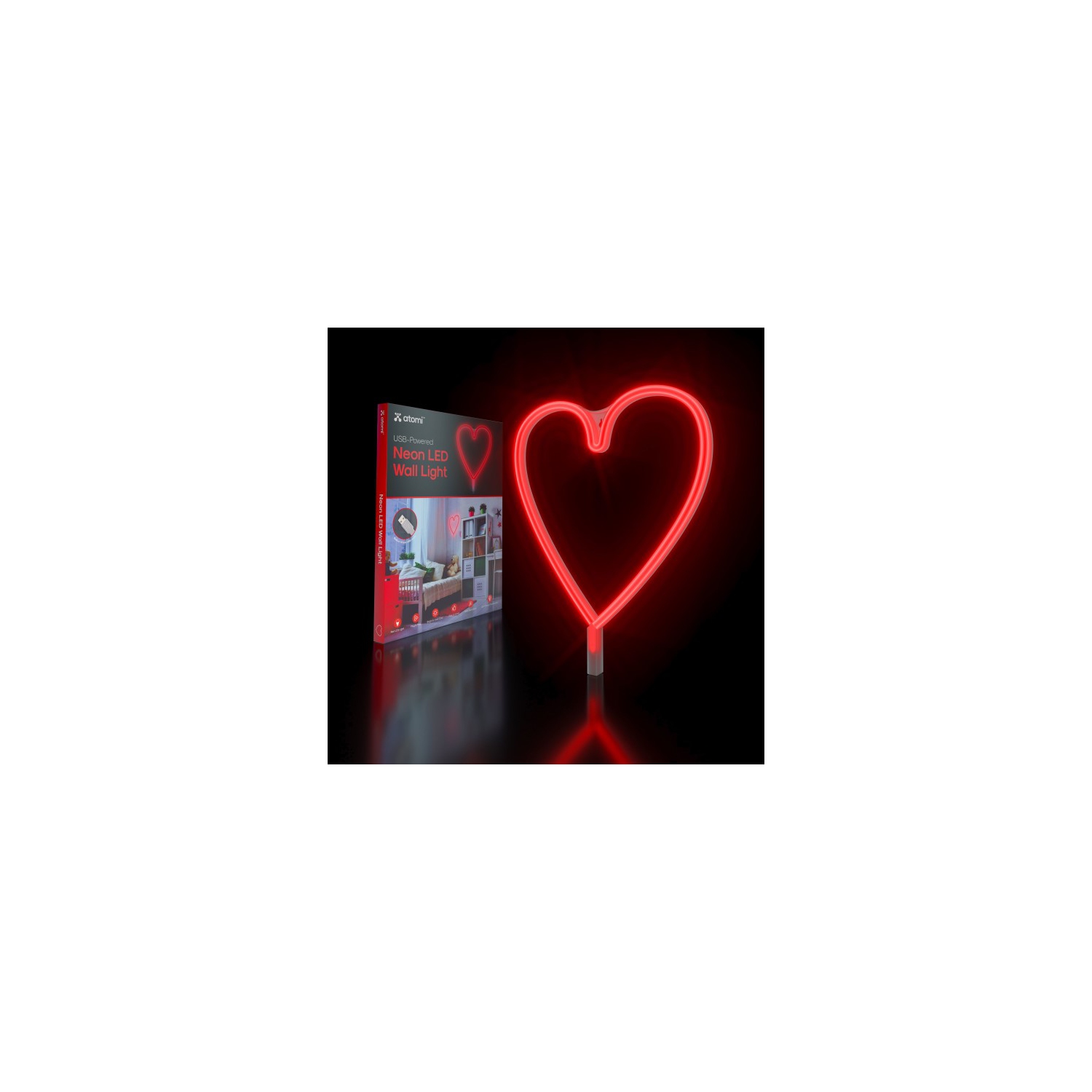 Atomi AT1406 Red Heart Neon Led Wall Light