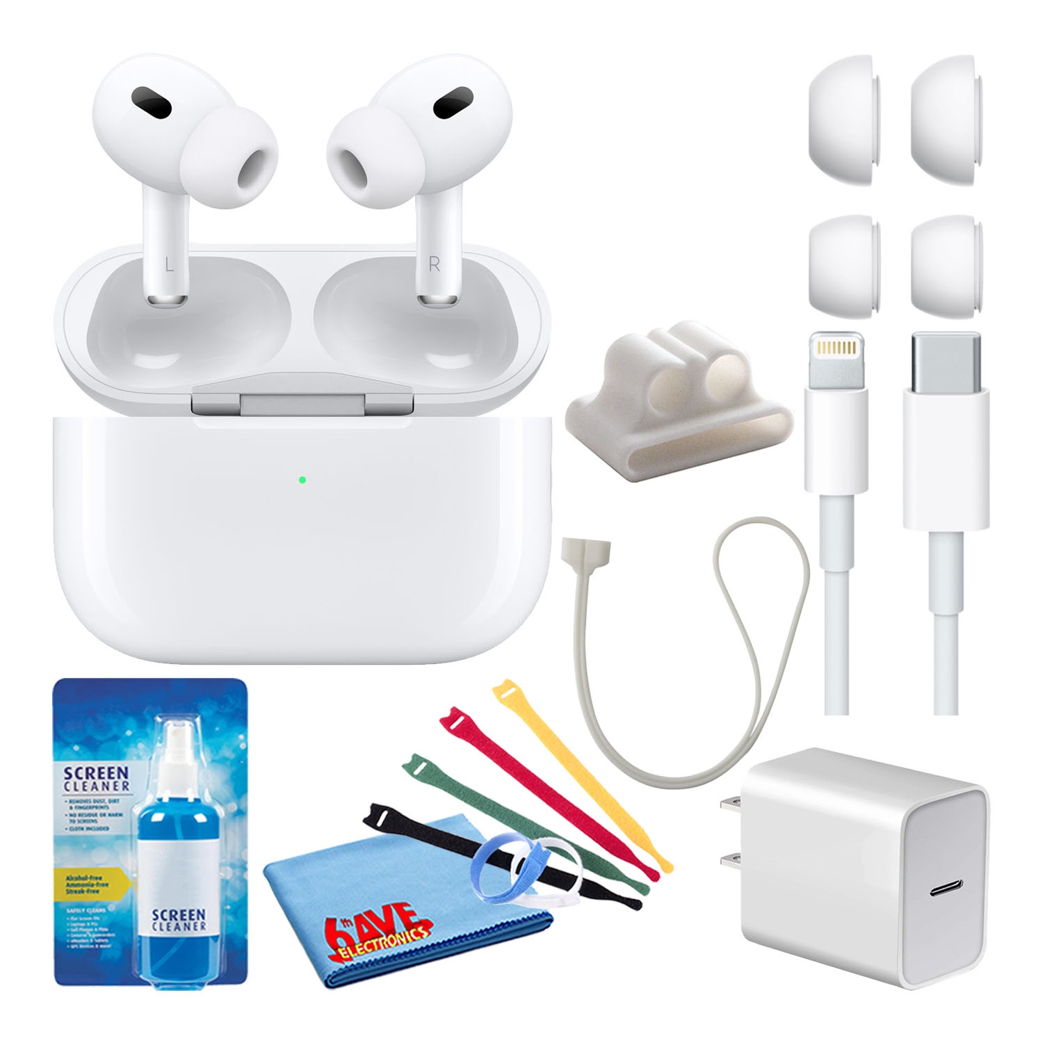 Apple AirPods Pro with MagSafe Charging (2022) with Cable Ties + Charger