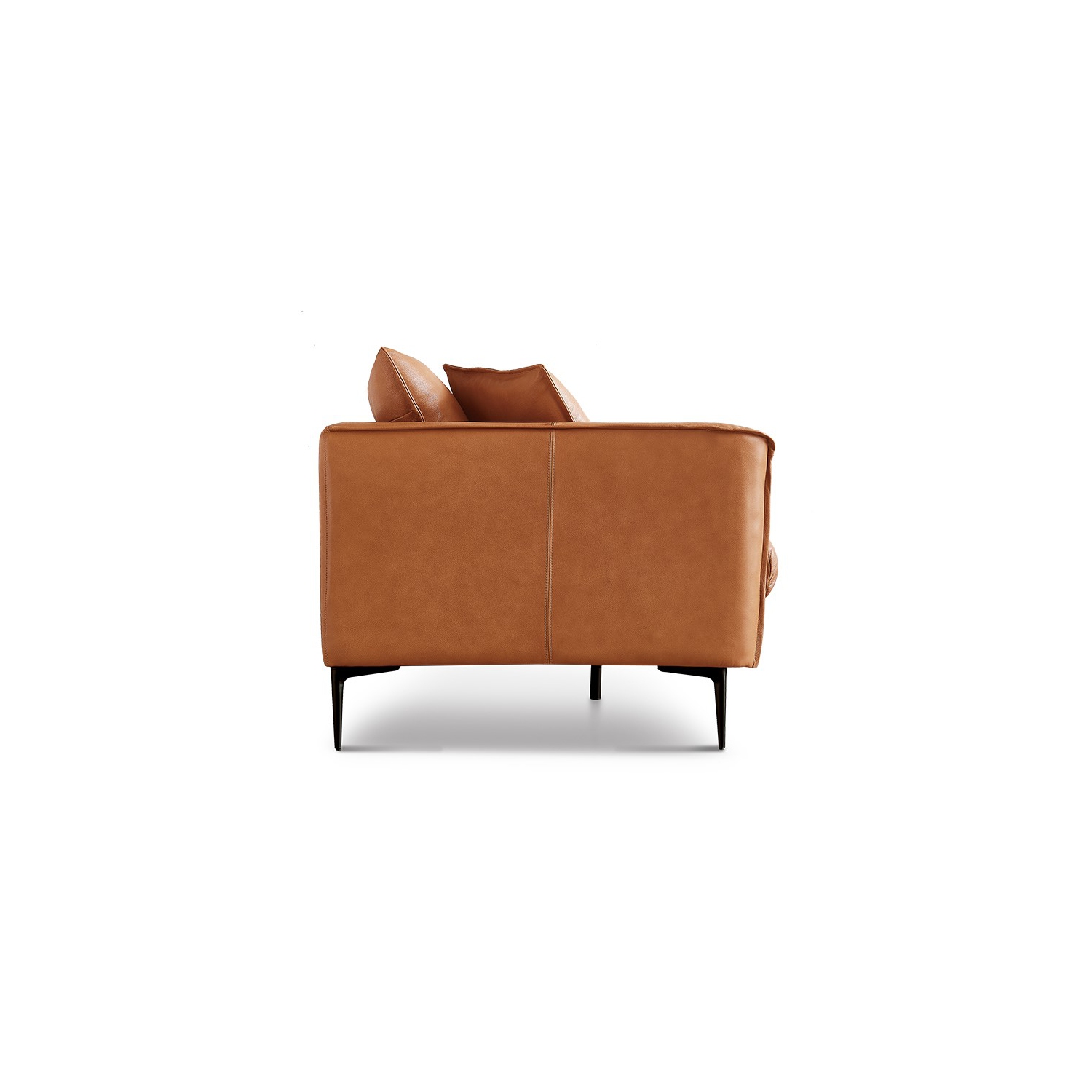 Valencia Jasper Top Grain Leather with Wooden Frame 3 Seats Sofa, Cognac Color