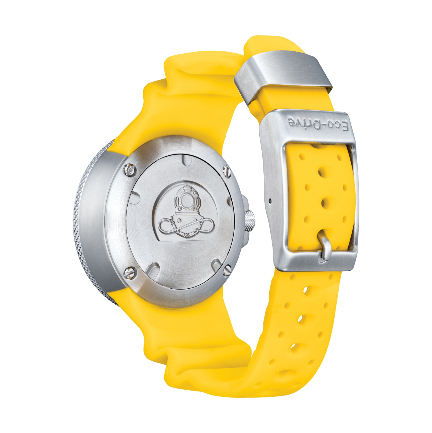 Montre pour hommes Eco-Drive Promaster Dive Ecozilla 48&nbsp;mm de Citizen avec boîtier en acier inoxydable argenté et bracelet en polyuréthane jaune