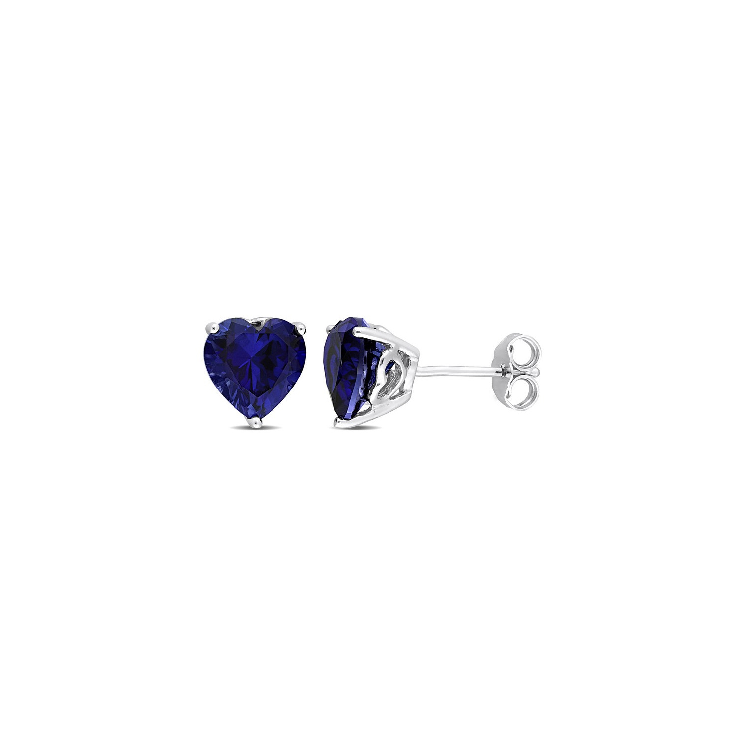 4,50 carats Boucles d'oreilles en saphir bleu cr????es en laboratoire en argent sterling (8 mm)