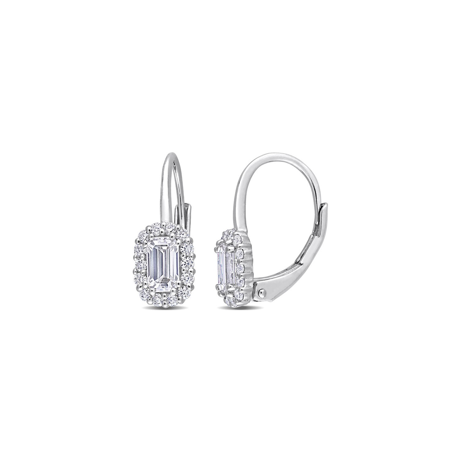 Boucles d'oreilles Synthetic Moishetic Moishetic Moishetic Moishetic Moishetic Halo en argent sterling