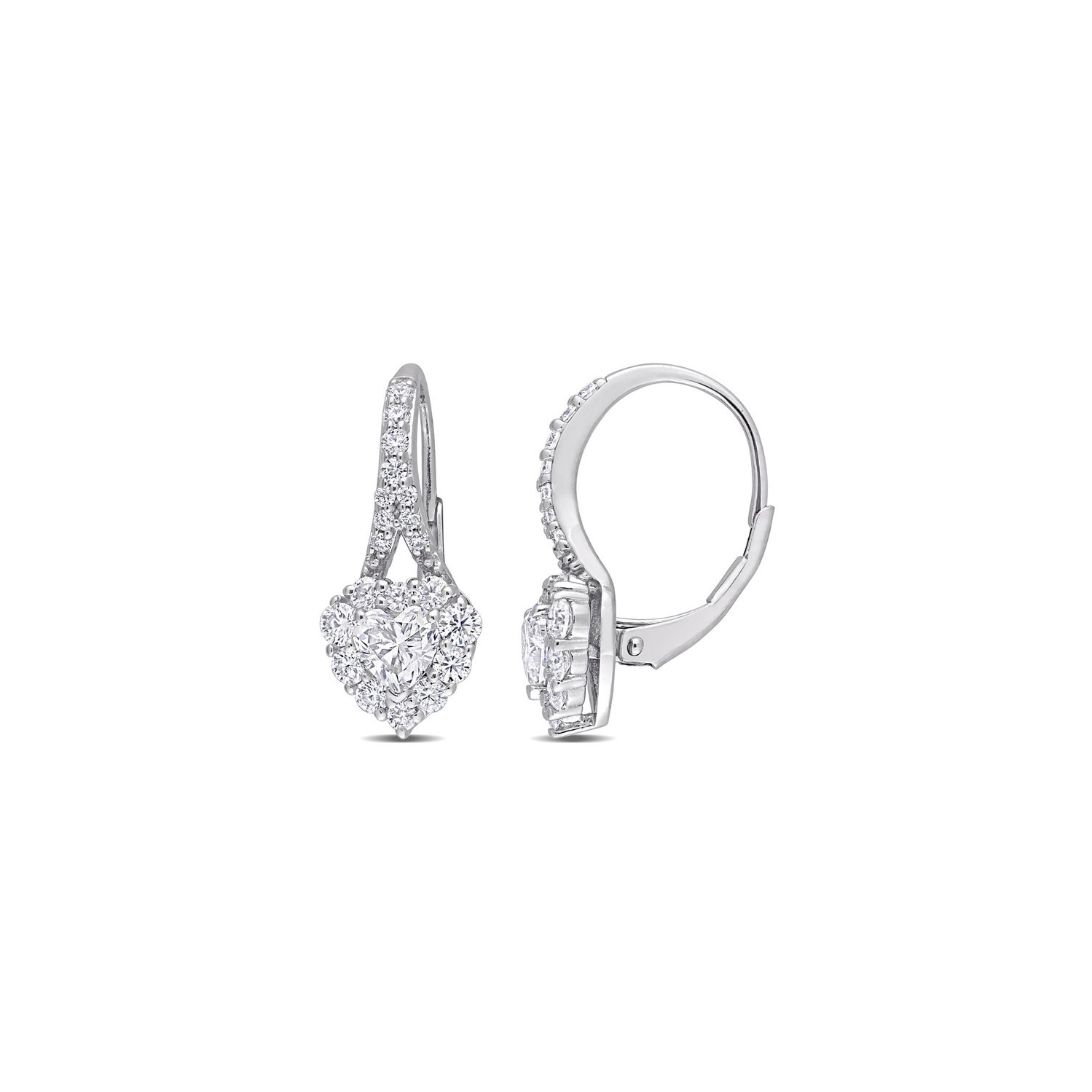 1,95 Carat Boucles d'oreilles de levier cardiaque Moishetic Moishetics en argent sterling