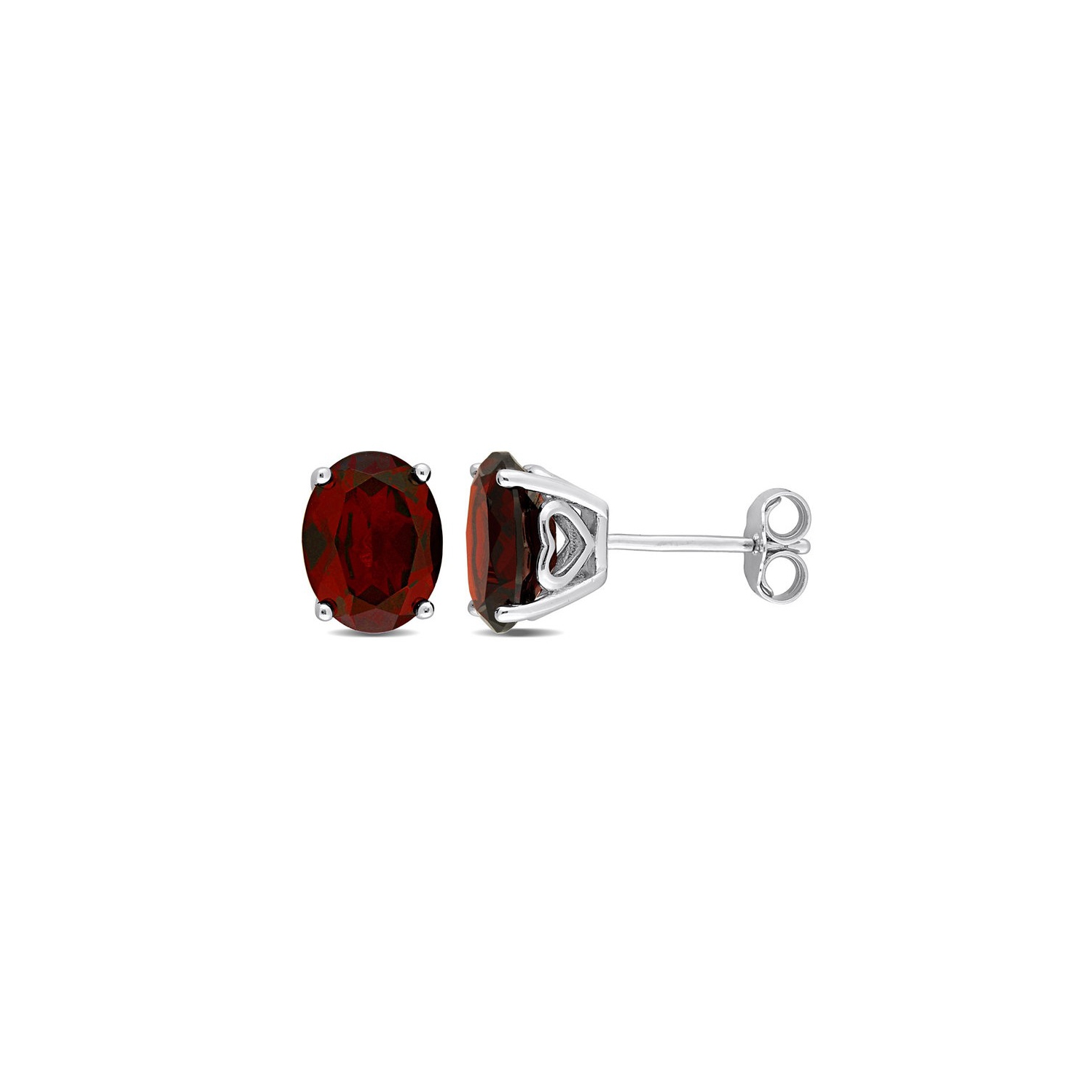 4.40 Carat Garnet Oval Stud Earrings in Sterling Silver
