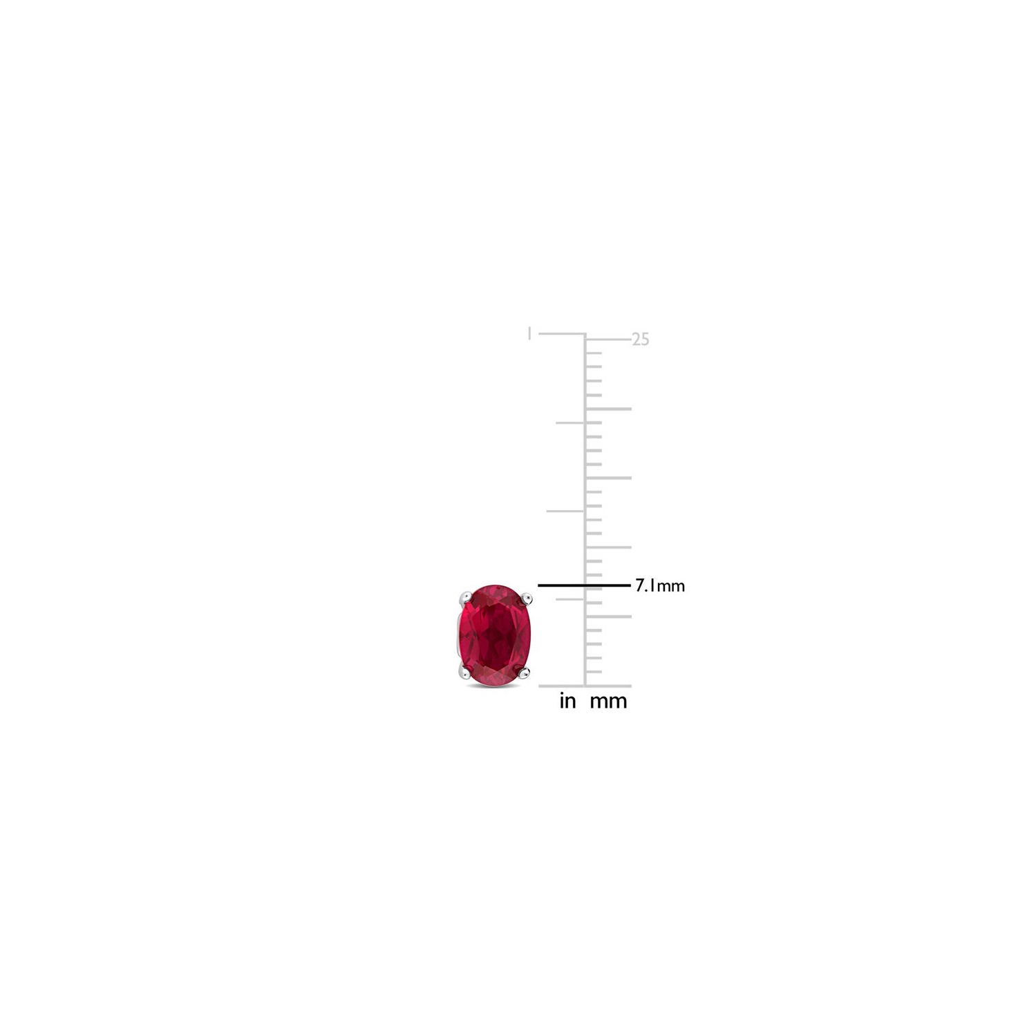 2.54 Carat Lab-Created Ruby Oval Stud Earrings in Sterling Silver