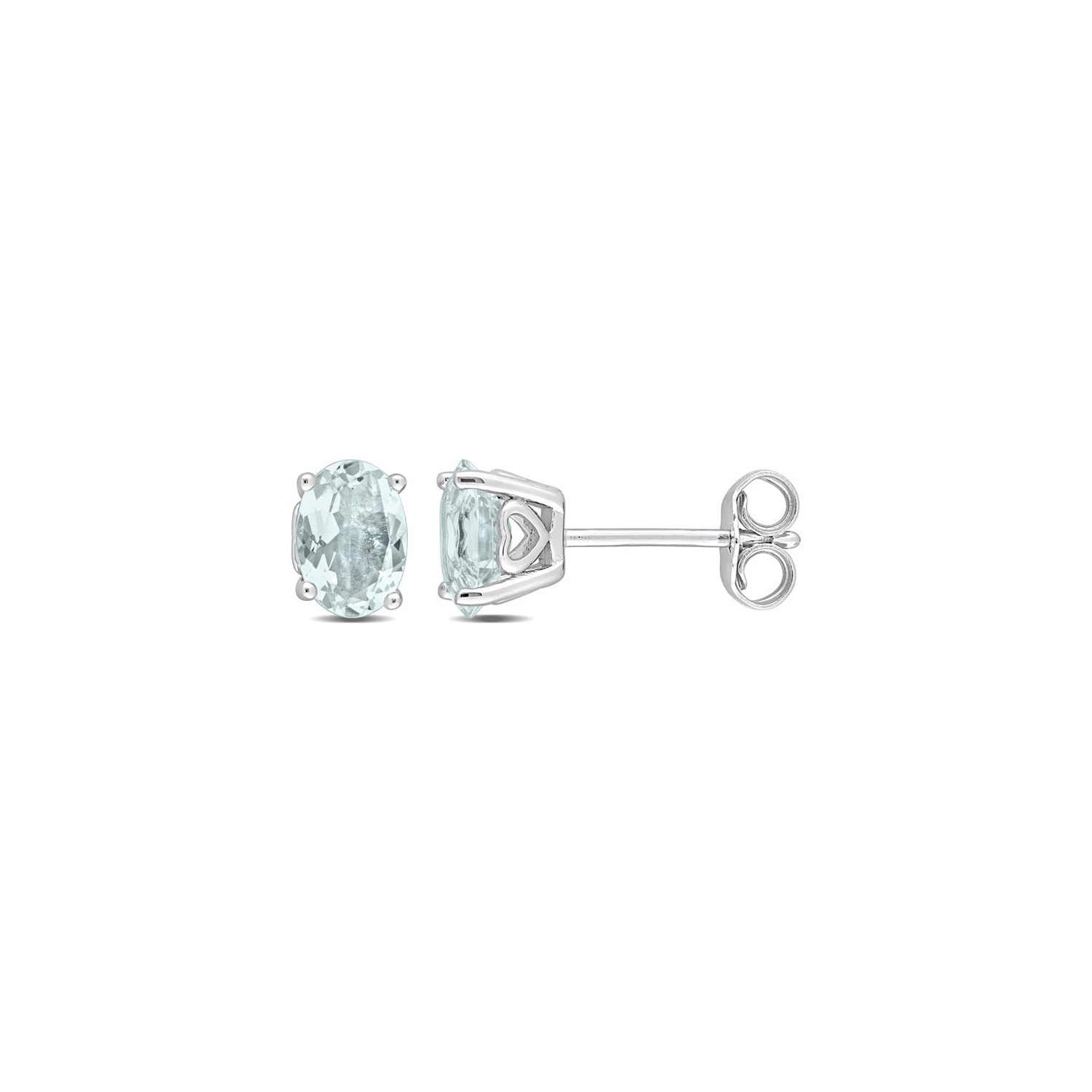 1.20 Carat Aquamarine Oval Stud Earrings in Sterling Silver
