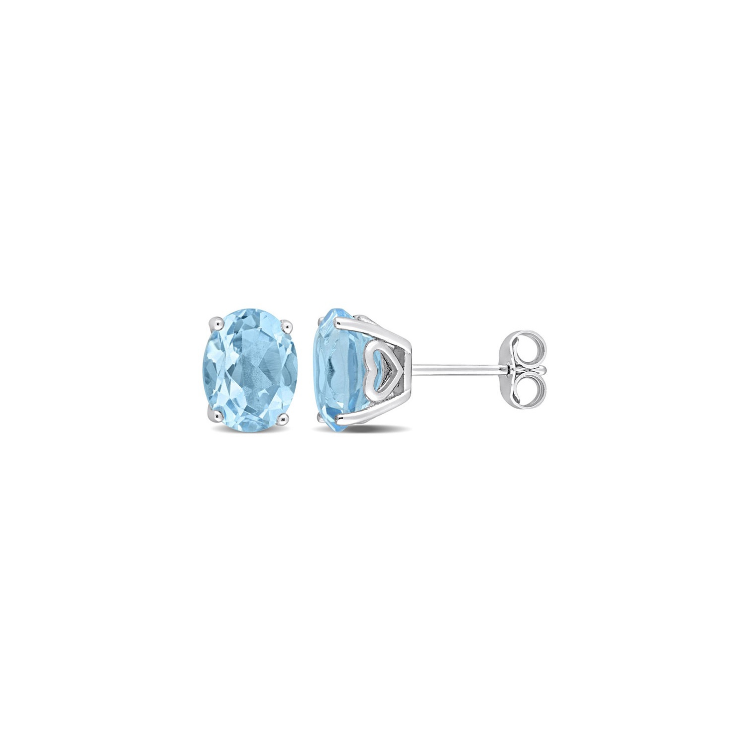 5.00 Carat Blue Topaz Oval Stud Earrings in Sterling Silver