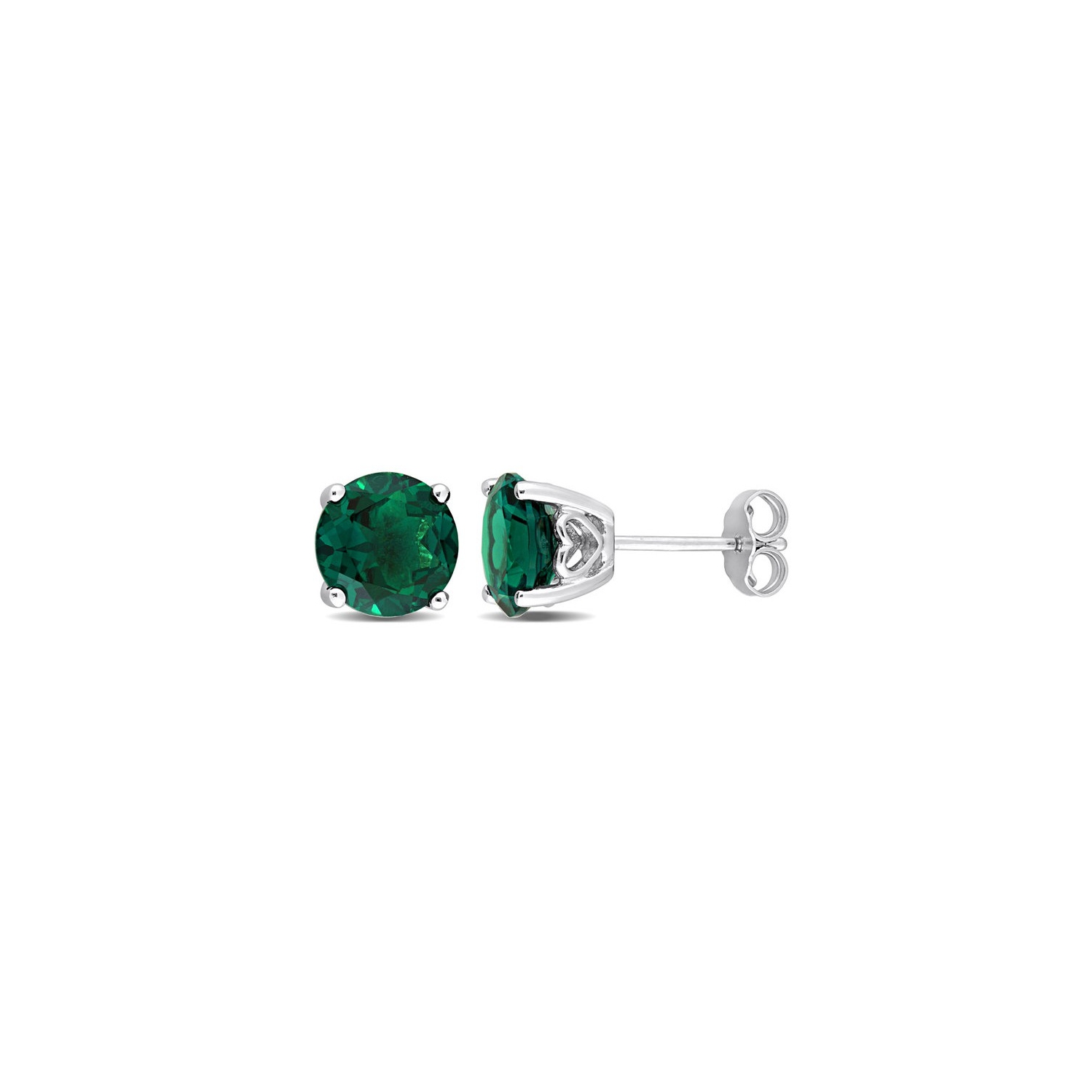 3.70 Carat Lab-Created Emerald Solitaire Stud Earrings in Sterling Silver (6mm)