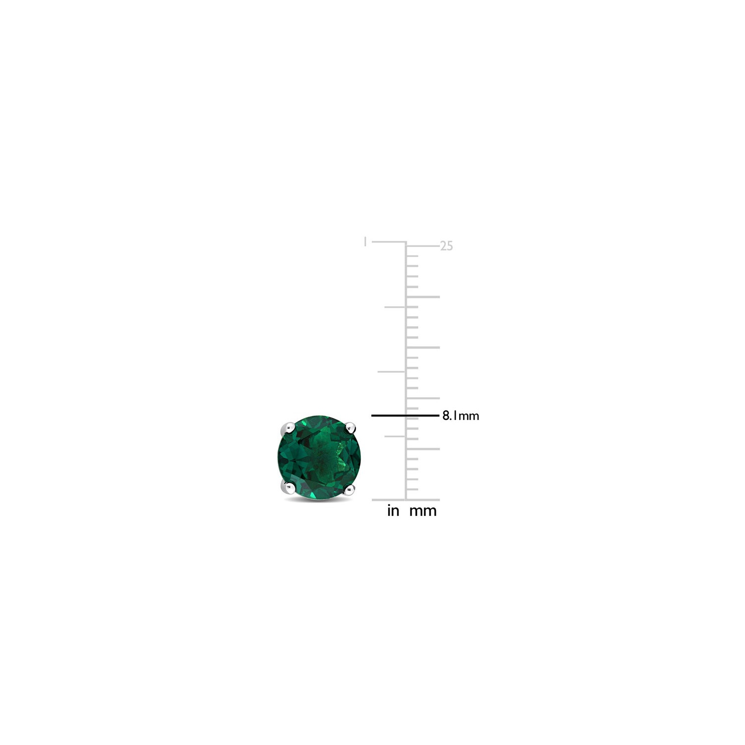 3.70 Carat Lab-Created Emerald Solitaire Stud Earrings in Sterling Silver (6mm)