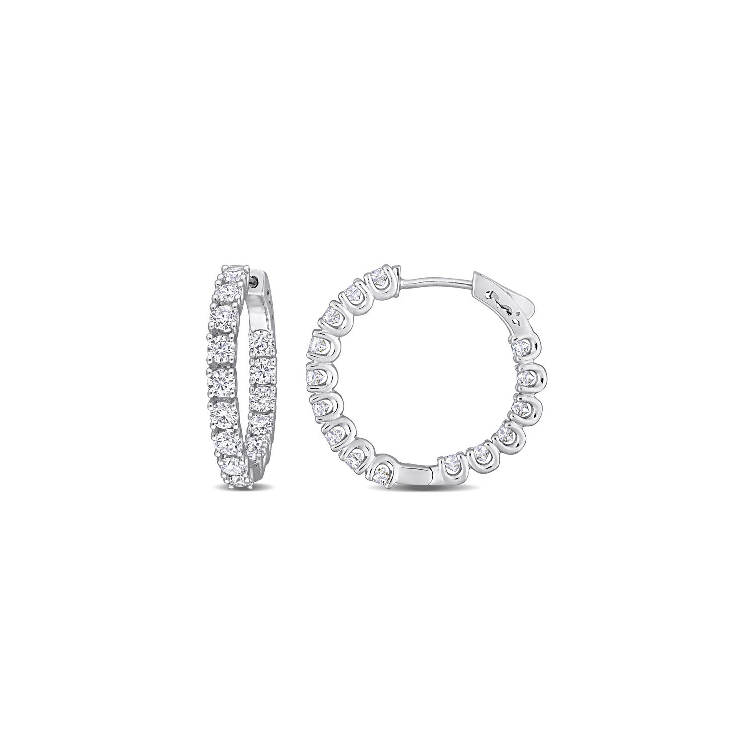 3,00 carats Boucles d'oreilles de cerceau de Moishisanes synth??tiques en argent sterling