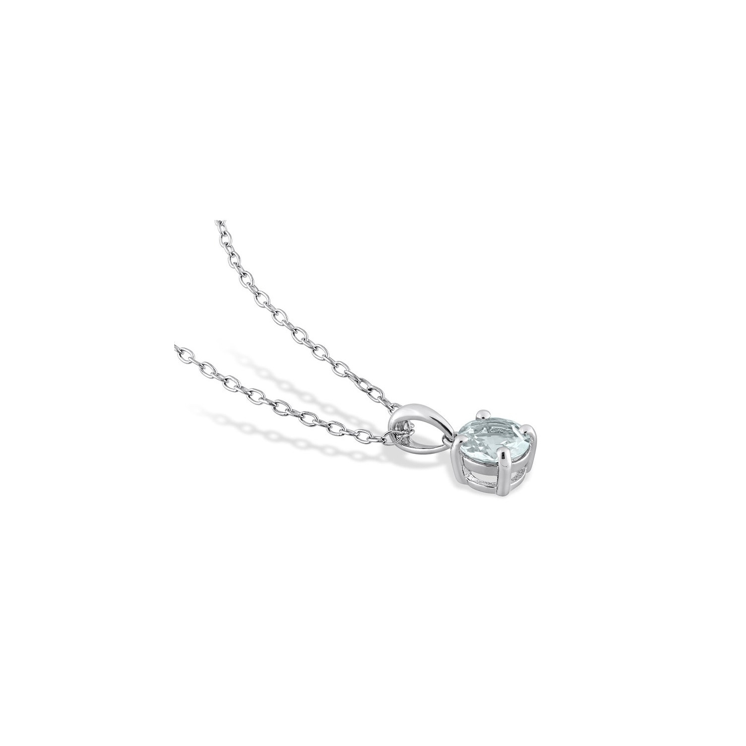 7/10 Carat Aquamarine Solitaire Pendant Necklace in Sterling Silver with Chain