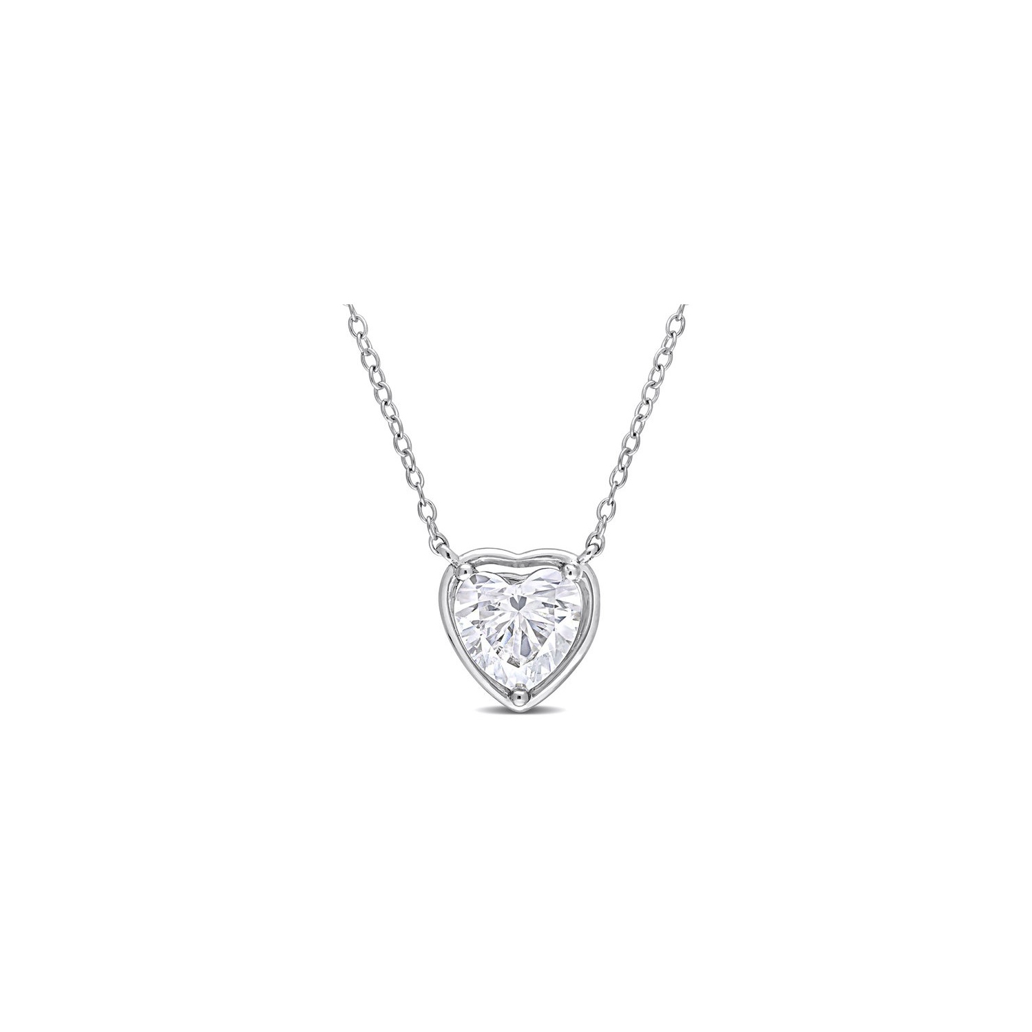 2.00 Carat Lab-Created Moissanite Heart Pendant Necklace in Sterling Silver with Chain