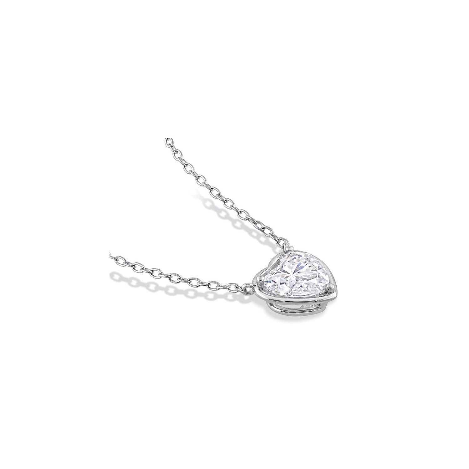 2.00 Carat Lab-Created Moissanite Heart Pendant Necklace in Sterling Silver with Chain