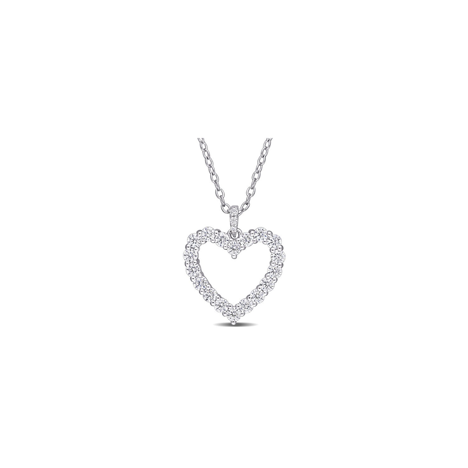 1/2 Carat Lab-Created Moissanite Heart Pendant Necklace in Sterling Silver with Chain