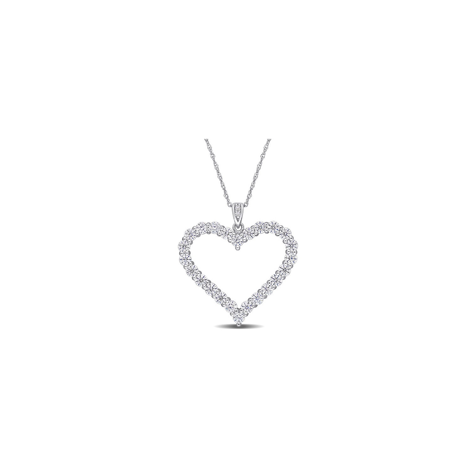 2.40 Carat Lab-Created Moissanite Heart Pendant Necklace in Sterling Silver with Chain