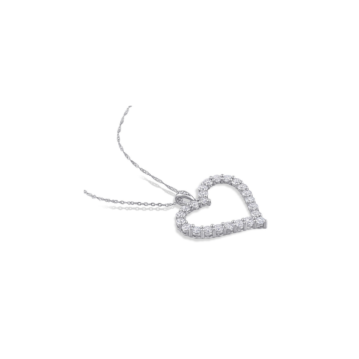 2.40 Carat Lab-Created Moissanite Heart Pendant Necklace in Sterling Silver with Chain