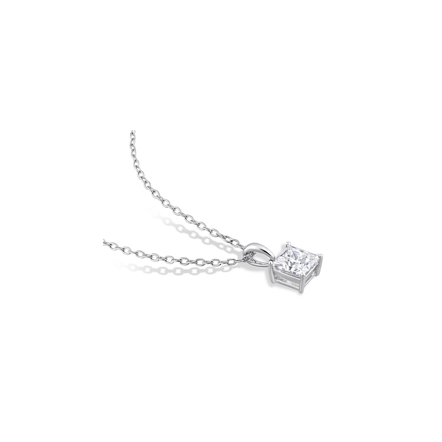 1.25 Carat Lab-Created Moissanite Princess-Cut Solitaire Pendant Necklace in Sterling Silver with Chain (8mm)