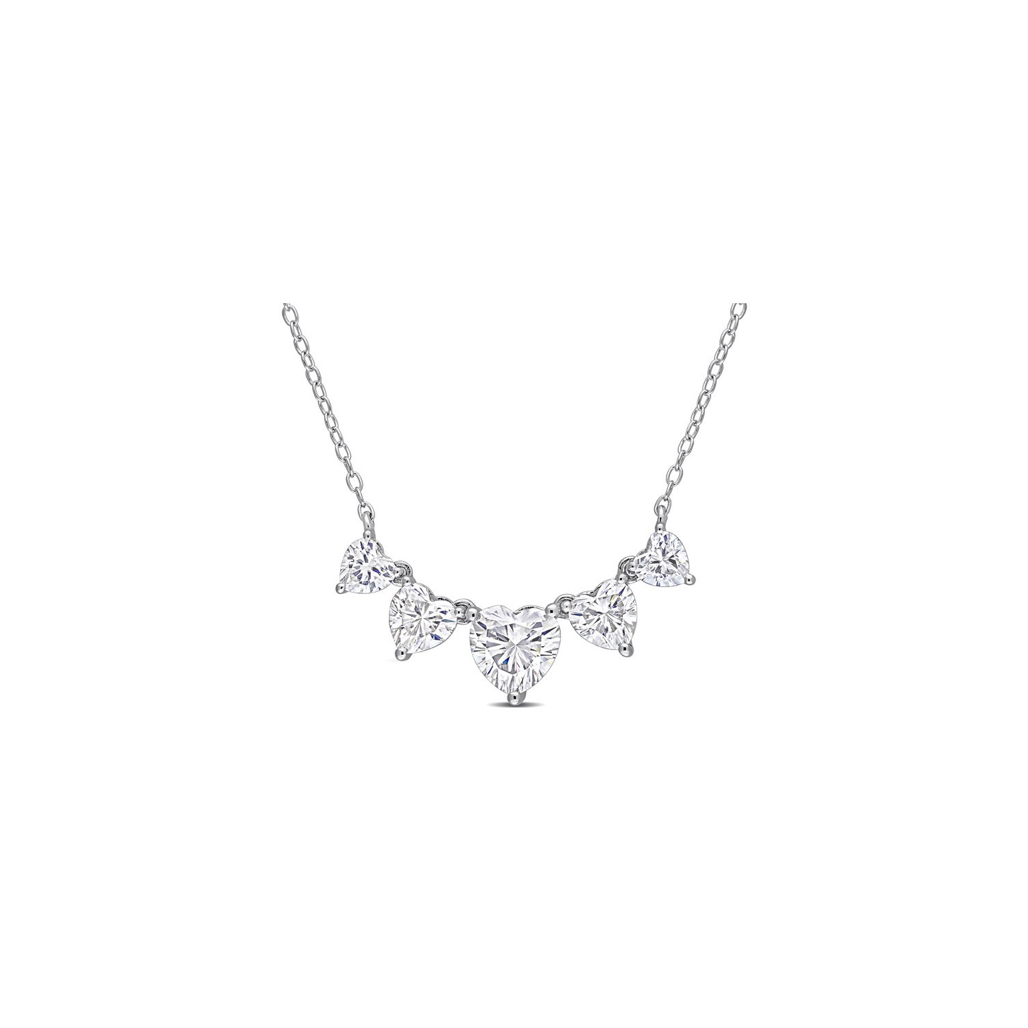 2.46 Carat Lab-Created Moissanite Multi-Heart Necklace in Sterling Silver