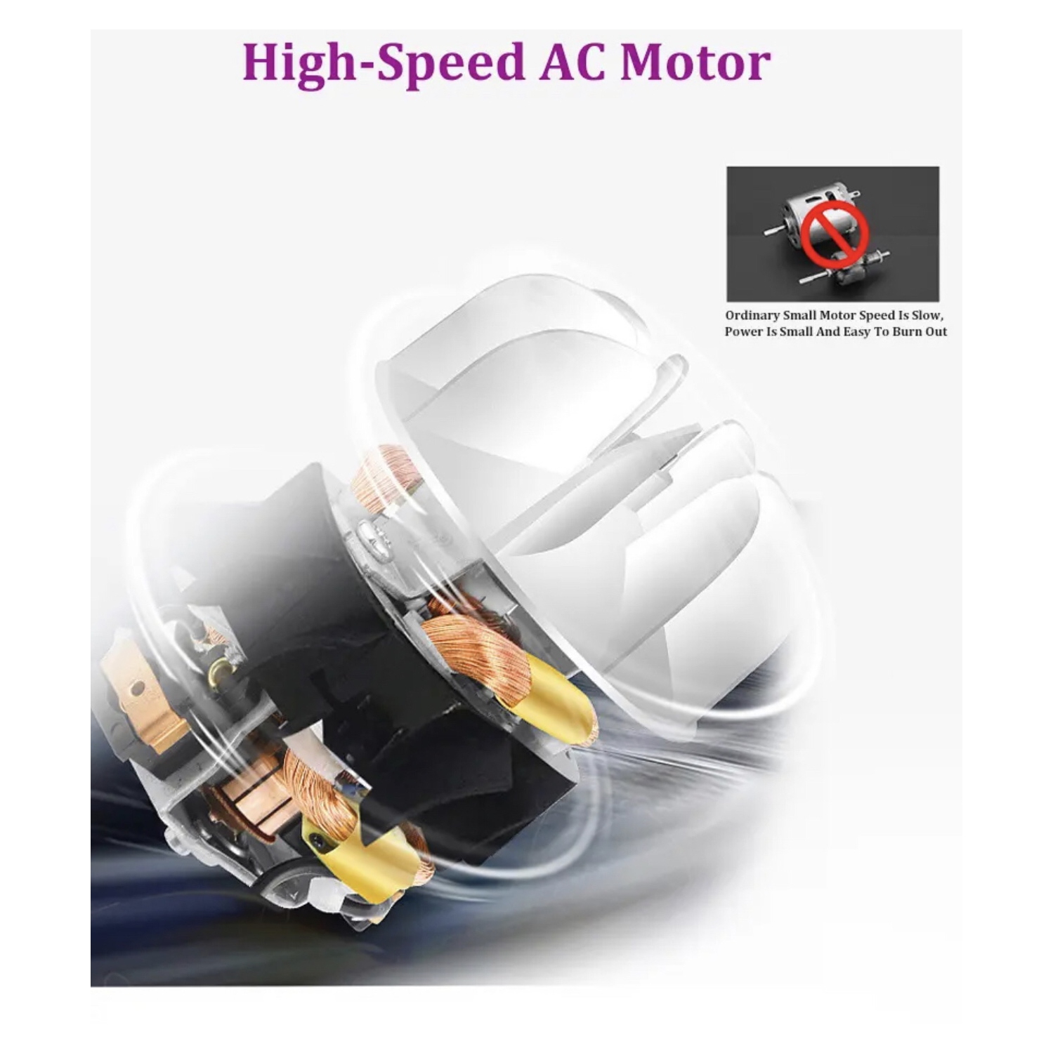 A|M Beauty Professional Hair Dryer, Compact 1800W Blow Dryer with Volumizer Brush | Comb Concentrator Styling Nozzle, Hairdryer for Quick Drying