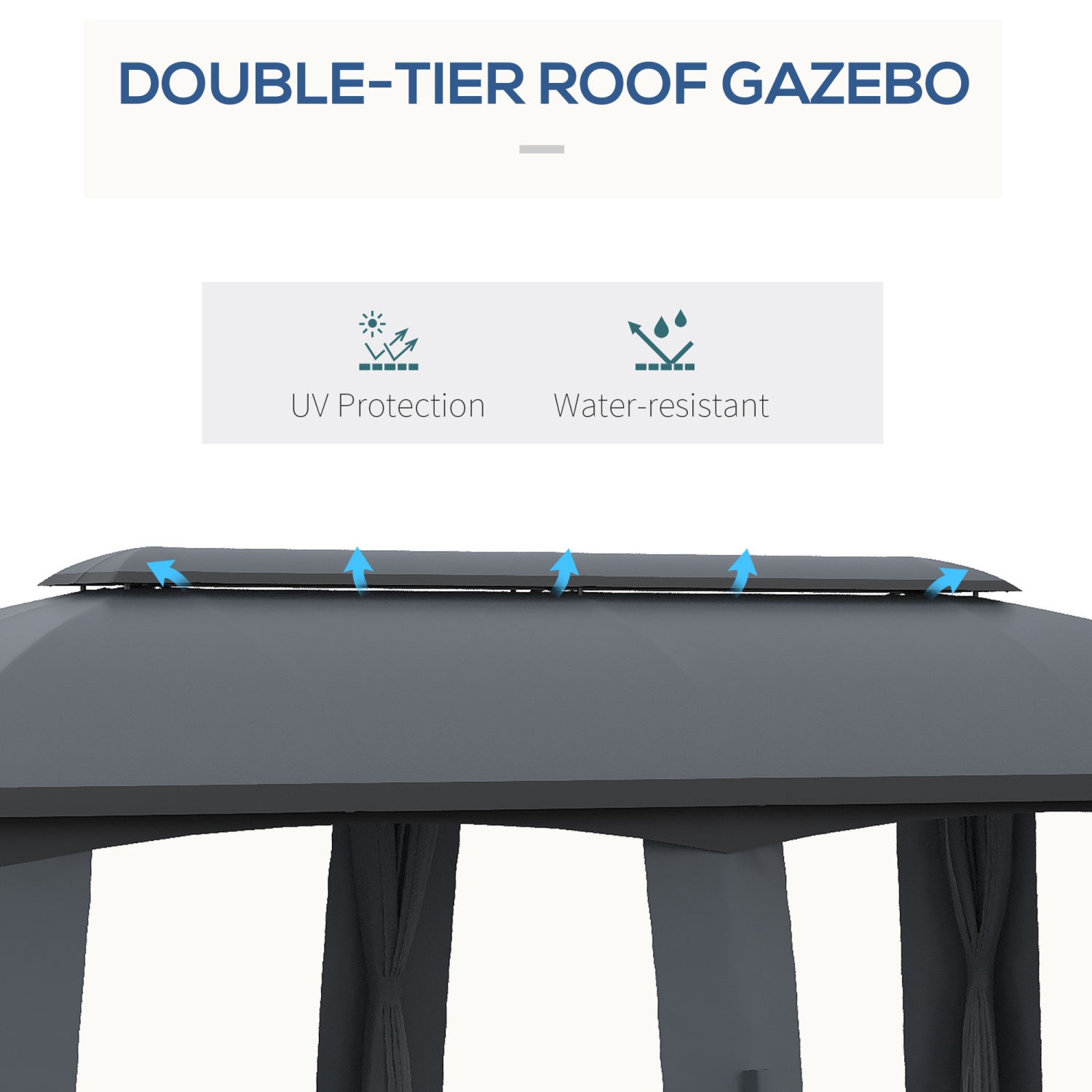 Outsunny Tonnelle de terrasse 10' x 20', abri extérieur avec filet et rideaux, toit ventilé, cadre en acier pour jardin, pelouse, arrière-cour et