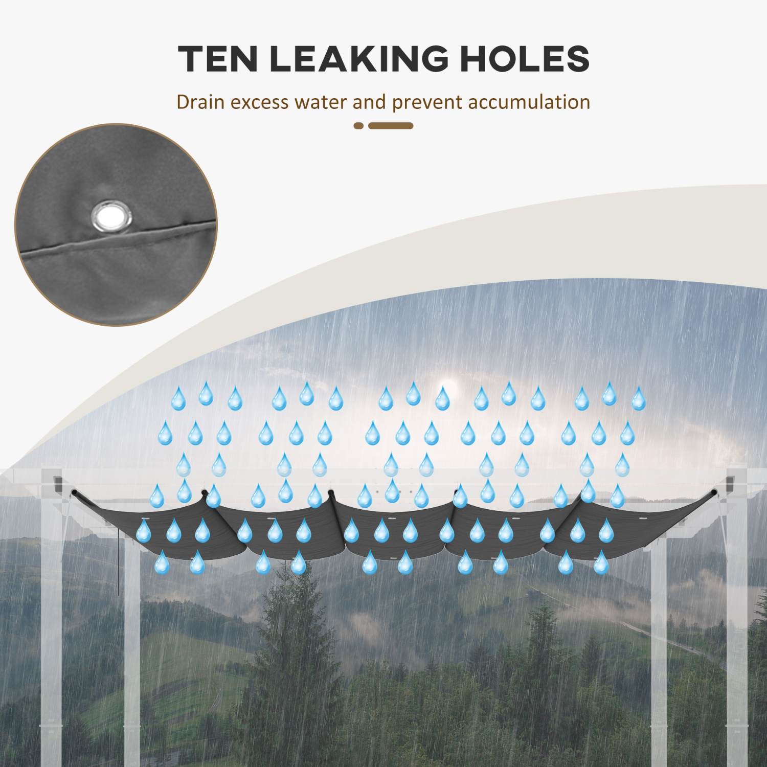 Outsunny 8.2' x 8.4' Retractable Pergola Canopy Replacement for 10' x 10' Frame, Cover Replacement, Dark Grey