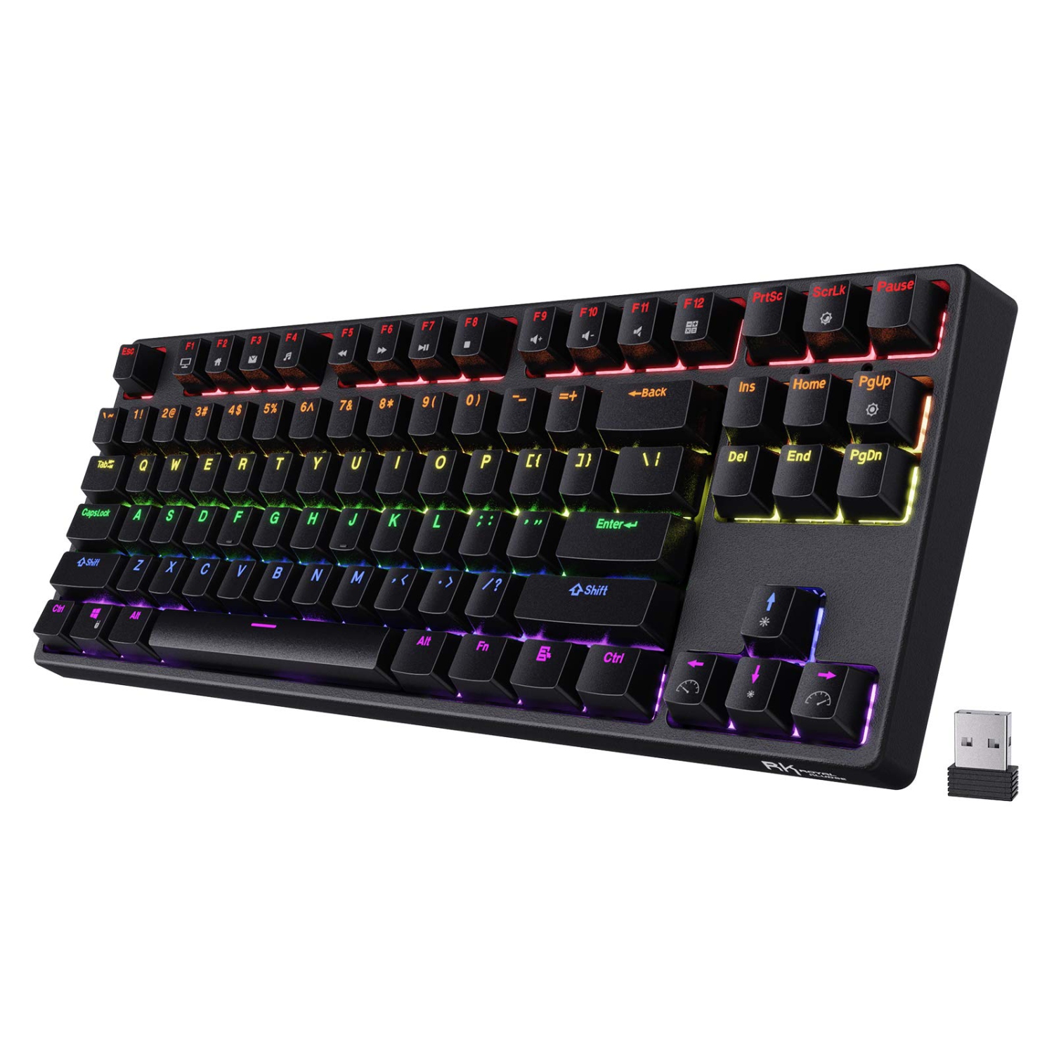 RK ROYAL KLUDGE RK87 Sink87G RGB Wireless TKL Mechanical Gaming Keyboard, 87 Keys No Numpad Tenkeyless Compact 2.4G Wireless Keyboard with Tactile Brown Switches