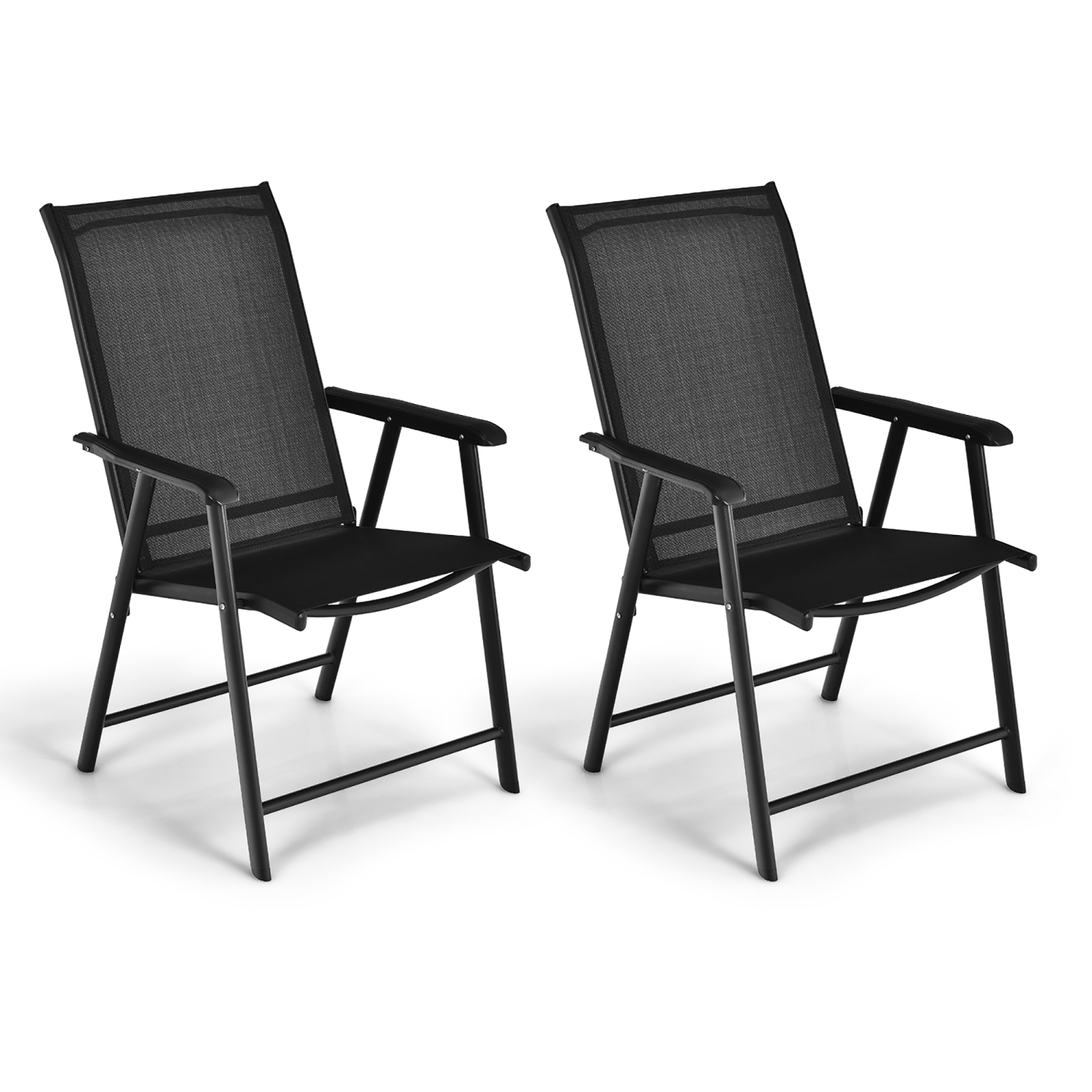 Costway 2PCS Patio Folding Dining Chairs Portable Camping Armrest Garden