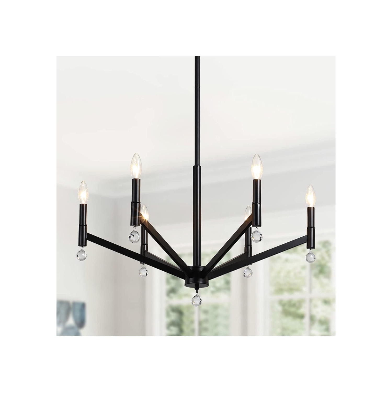 A|M lighting Black Chandeliers with Light Shade, 6-Light Rustic Iron