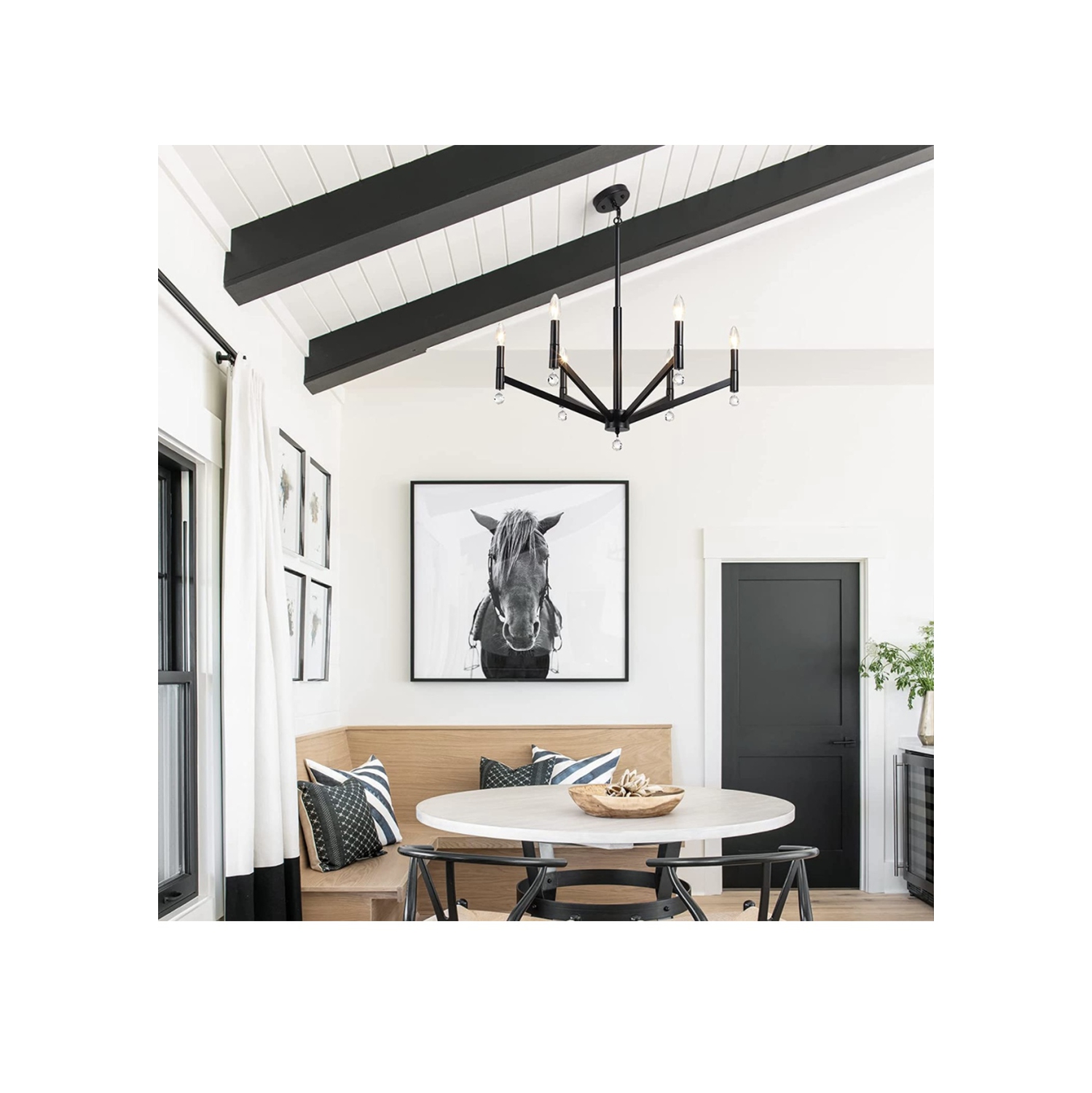 A|M lighting Black Chandeliers with Light Shade, 6-Light Rustic Iron