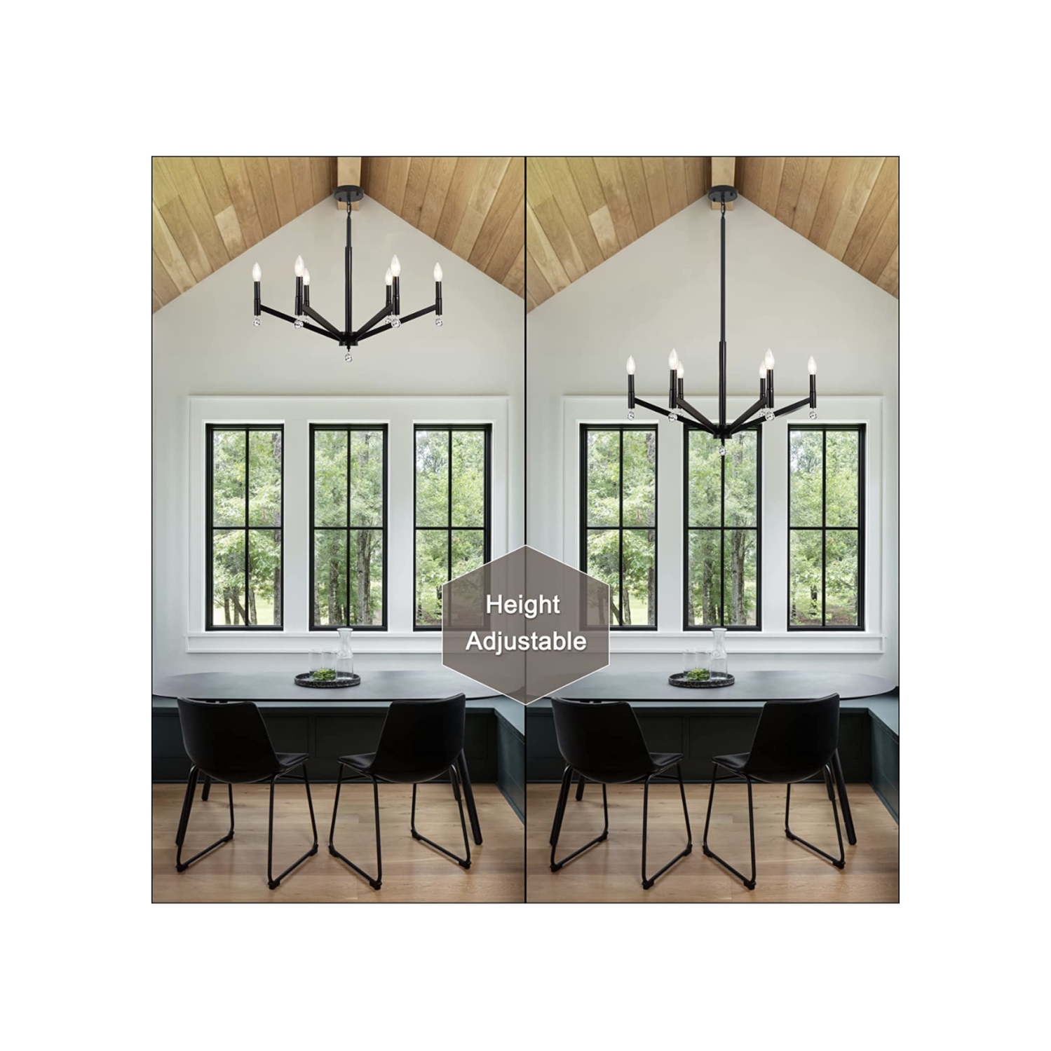 A|M lighting Black Chandeliers with Light Shade, 6-Light Rustic Iron