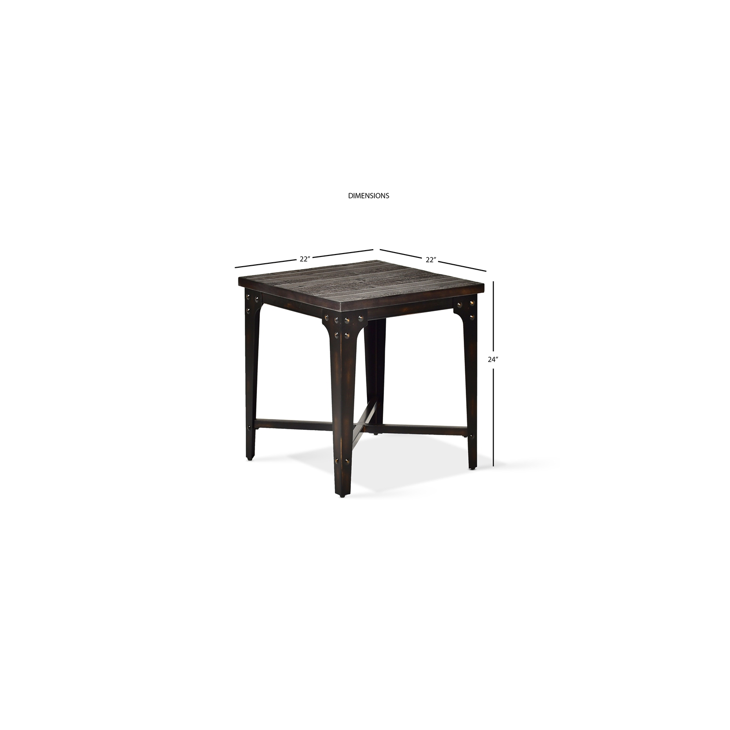 Sherlock Square End Table in Distressed Tobacco Brown
