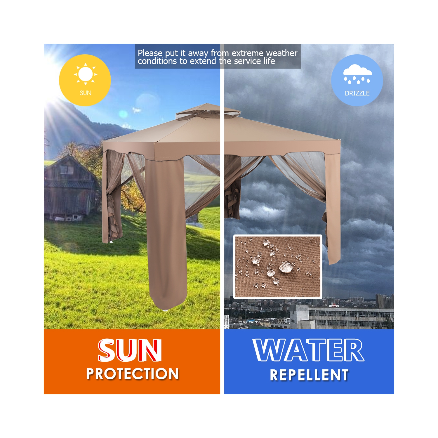 Gymax 10'x 10' Canopy Gazebo Tent Shelter W/Mosquito Netting Outdoor Patio