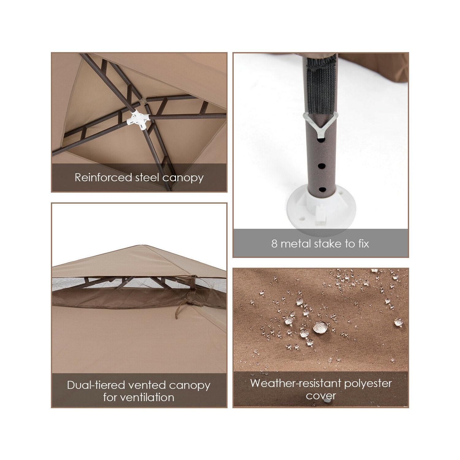 Gymax 10'x 10' Canopy Gazebo Tent Shelter W/Mosquito Netting Outdoor Patio