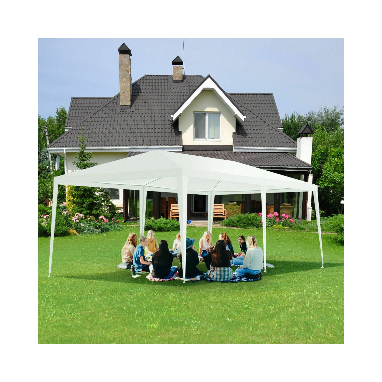 Gymax 10'x20' Outdoor Canopy Weather-resistant Tent Wedding Party Tent 6 Sidewalls W/Carry Bag