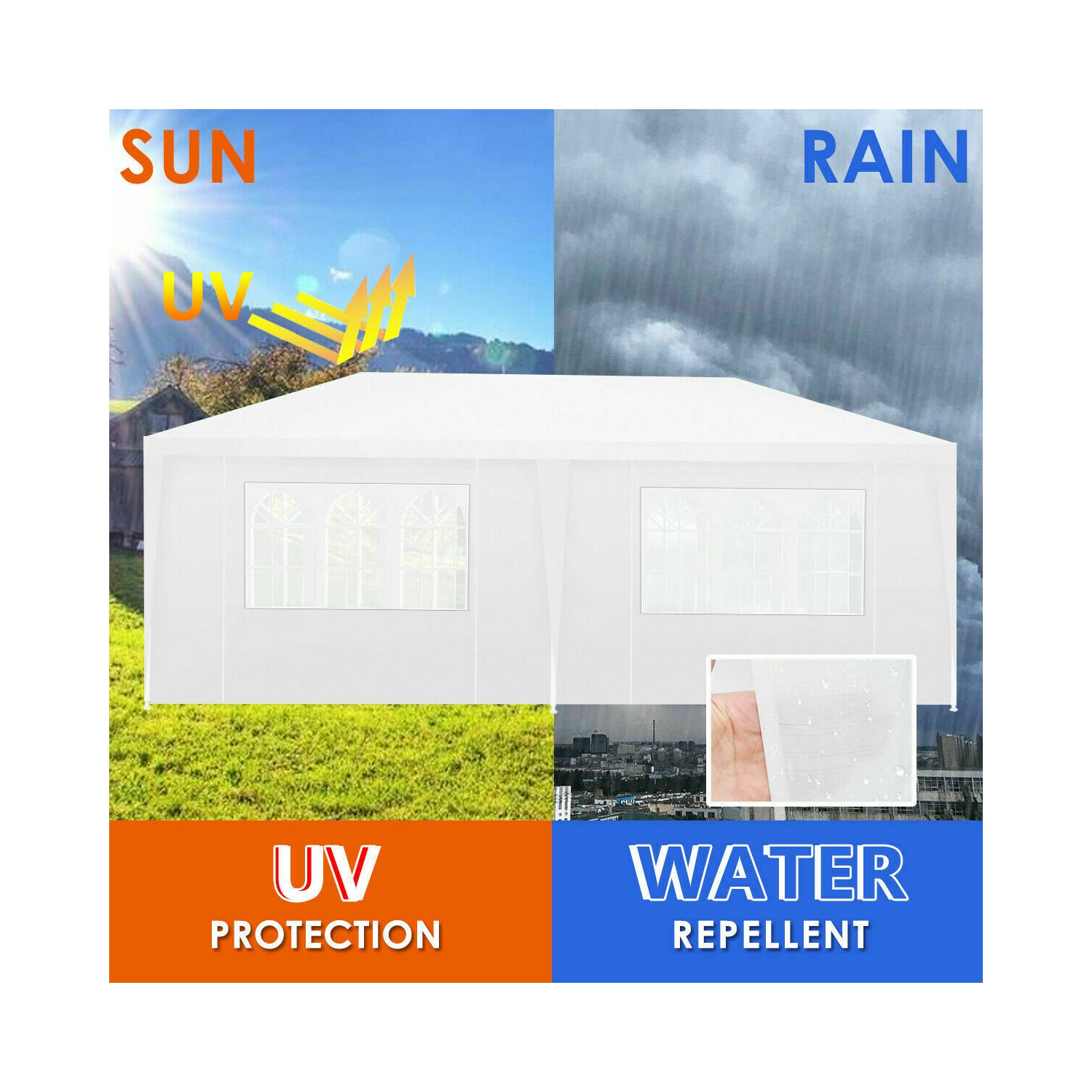 Gymax 10'x20' Outdoor Canopy Weather-resistant Tent Wedding Party Tent 6 Sidewalls W/Carry Bag