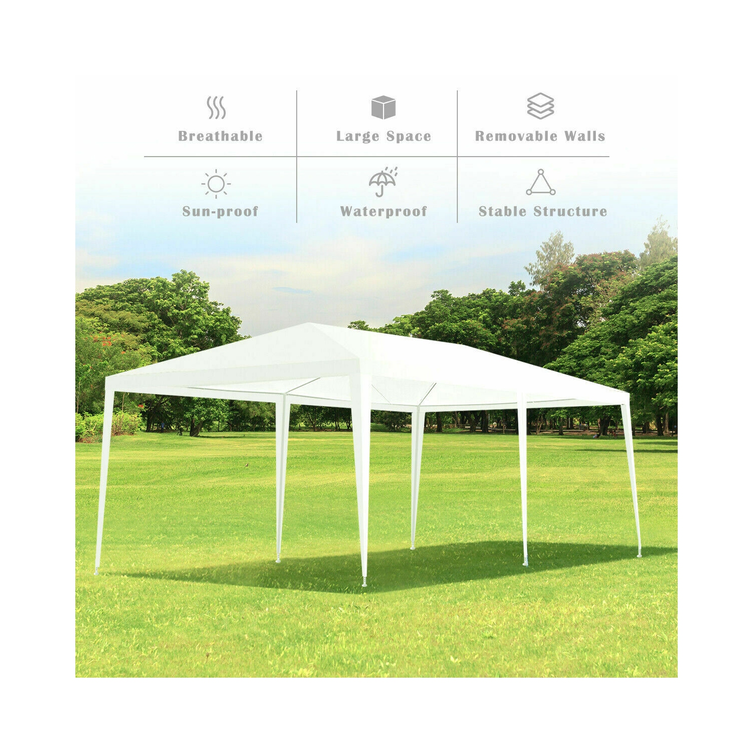 Gymax 10'x20' Outdoor Canopy Weather-resistant Tent Wedding Party Tent 6 Sidewalls W/Carry Bag