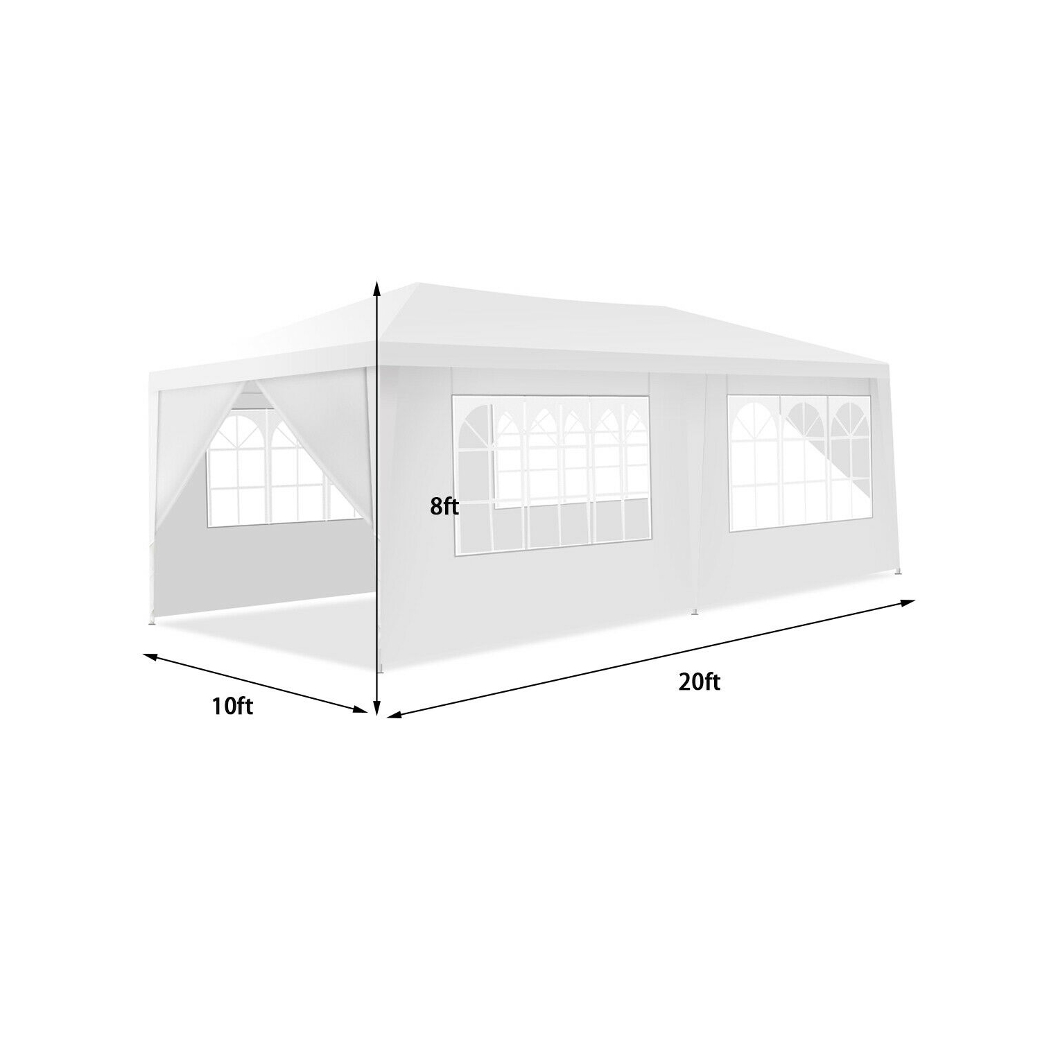 Gymax 10'x20' Outdoor Canopy Weather-resistant Tent Wedding Party Tent 6 Sidewalls W/Carry Bag