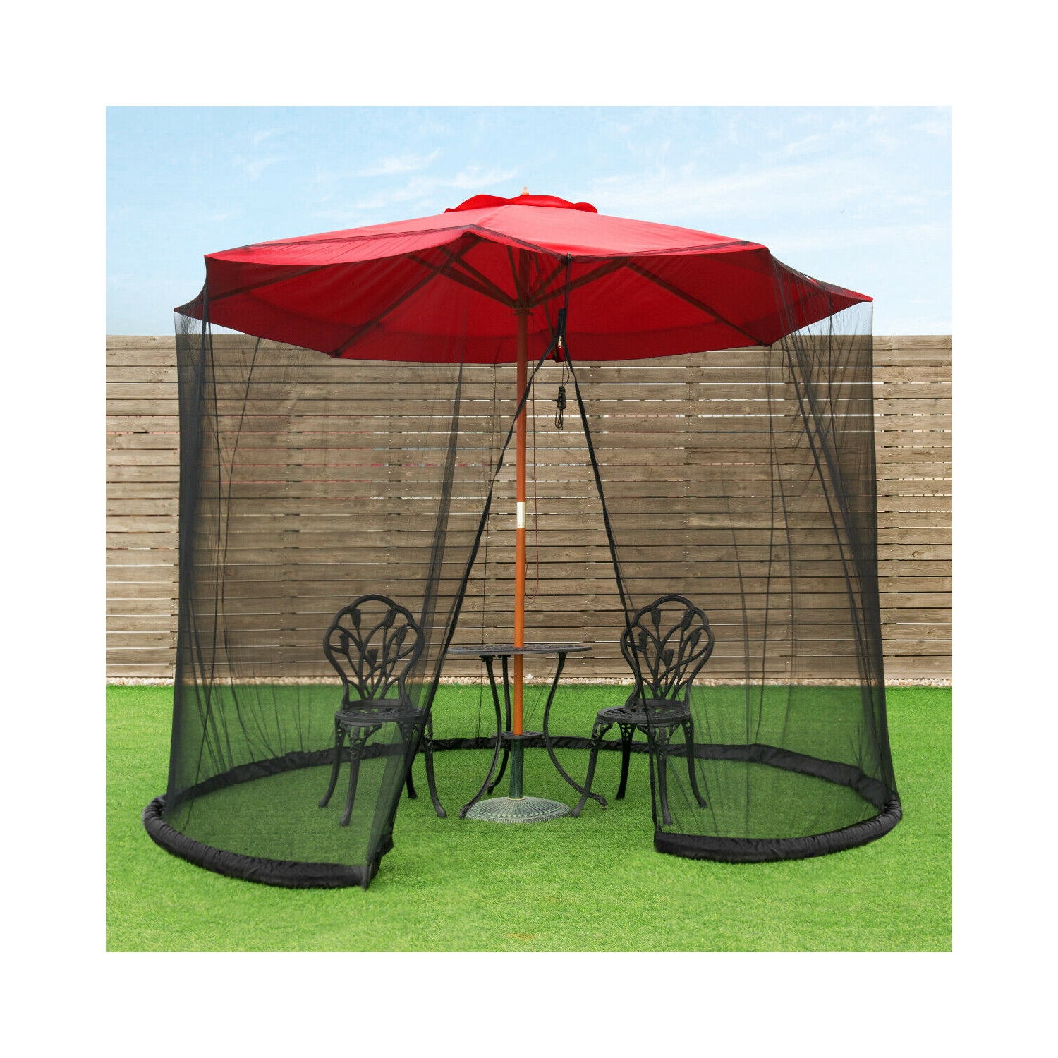 Gymax 9/10FT Umbrella Table Screen Cover Mosquito Bug Insect Net Outdoor Patio Netting