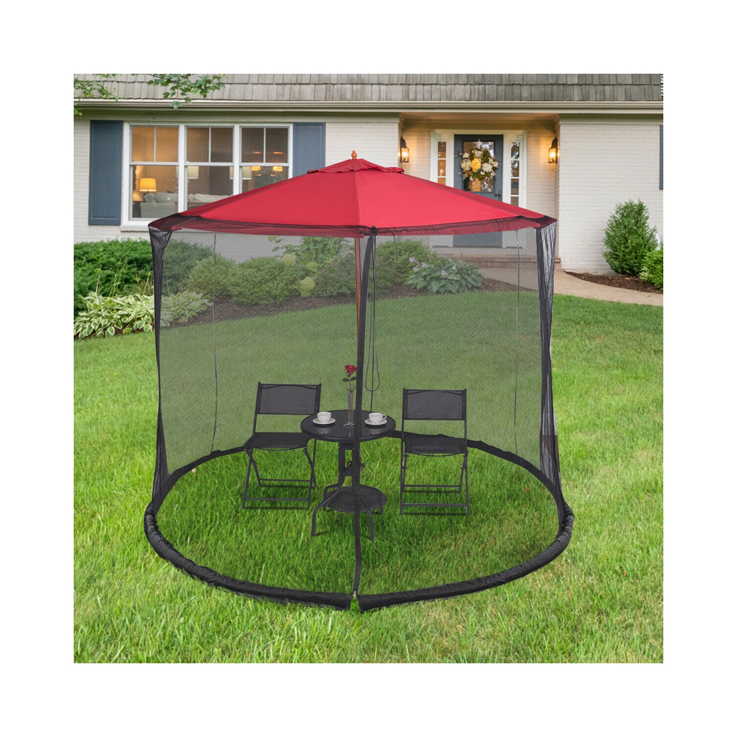 Gymax 9/10FT Umbrella Table Screen Cover Mosquito Bug Insect Net Outdoor Patio Netting