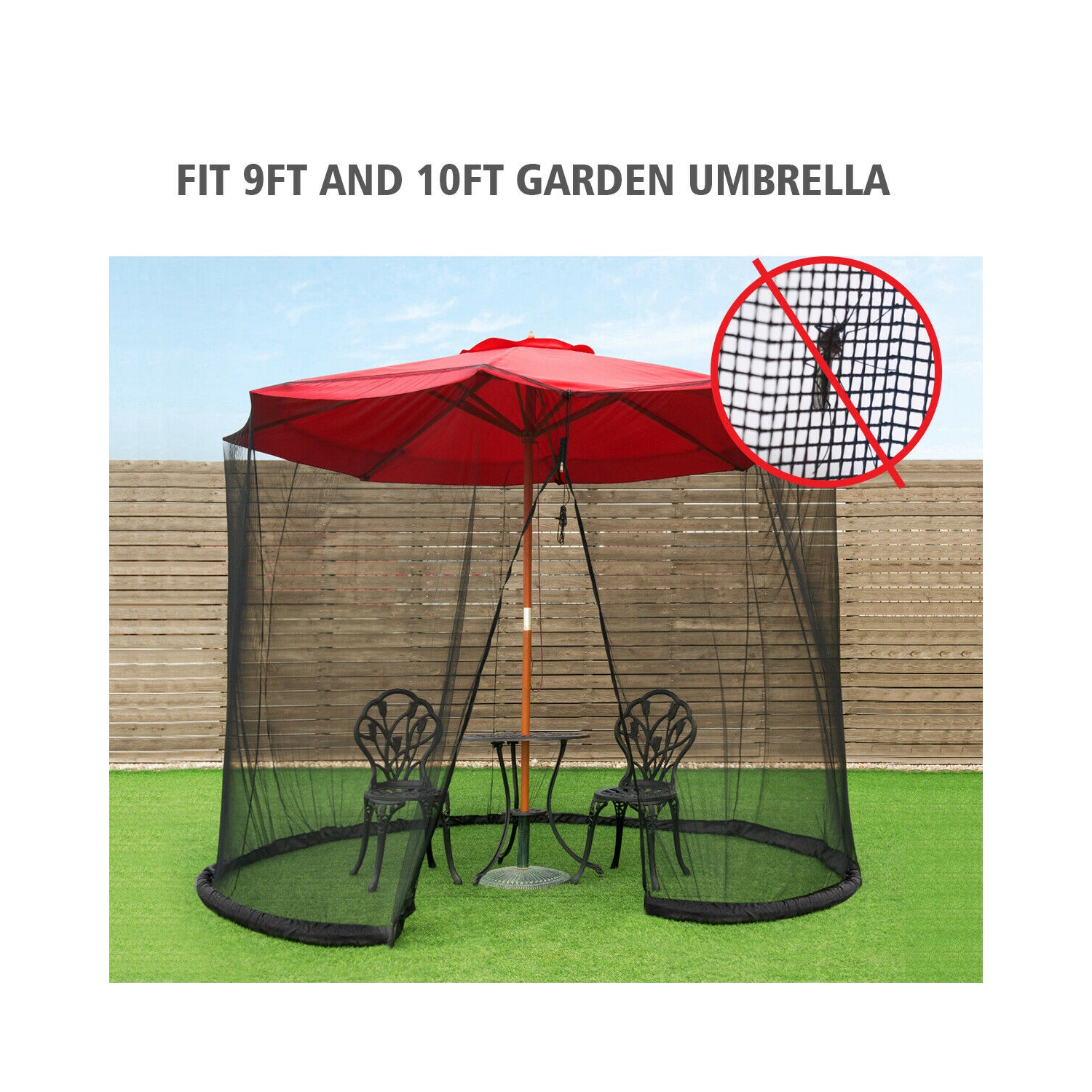 Gymax 9/10FT Umbrella Table Screen Cover Mosquito Bug Insect Net Outdoor Patio Netting
